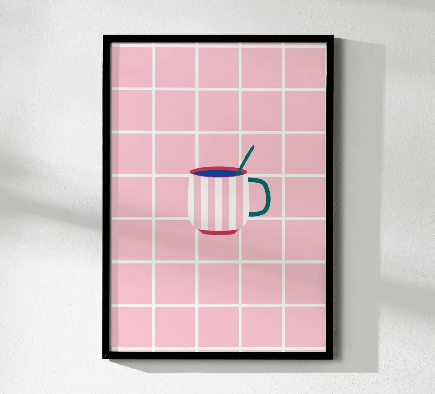 Teacup with large chequered pattern poster by janamossmann