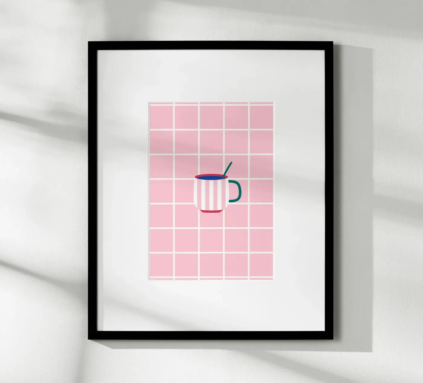Teacup with large chequered pattern poster by janamossmann