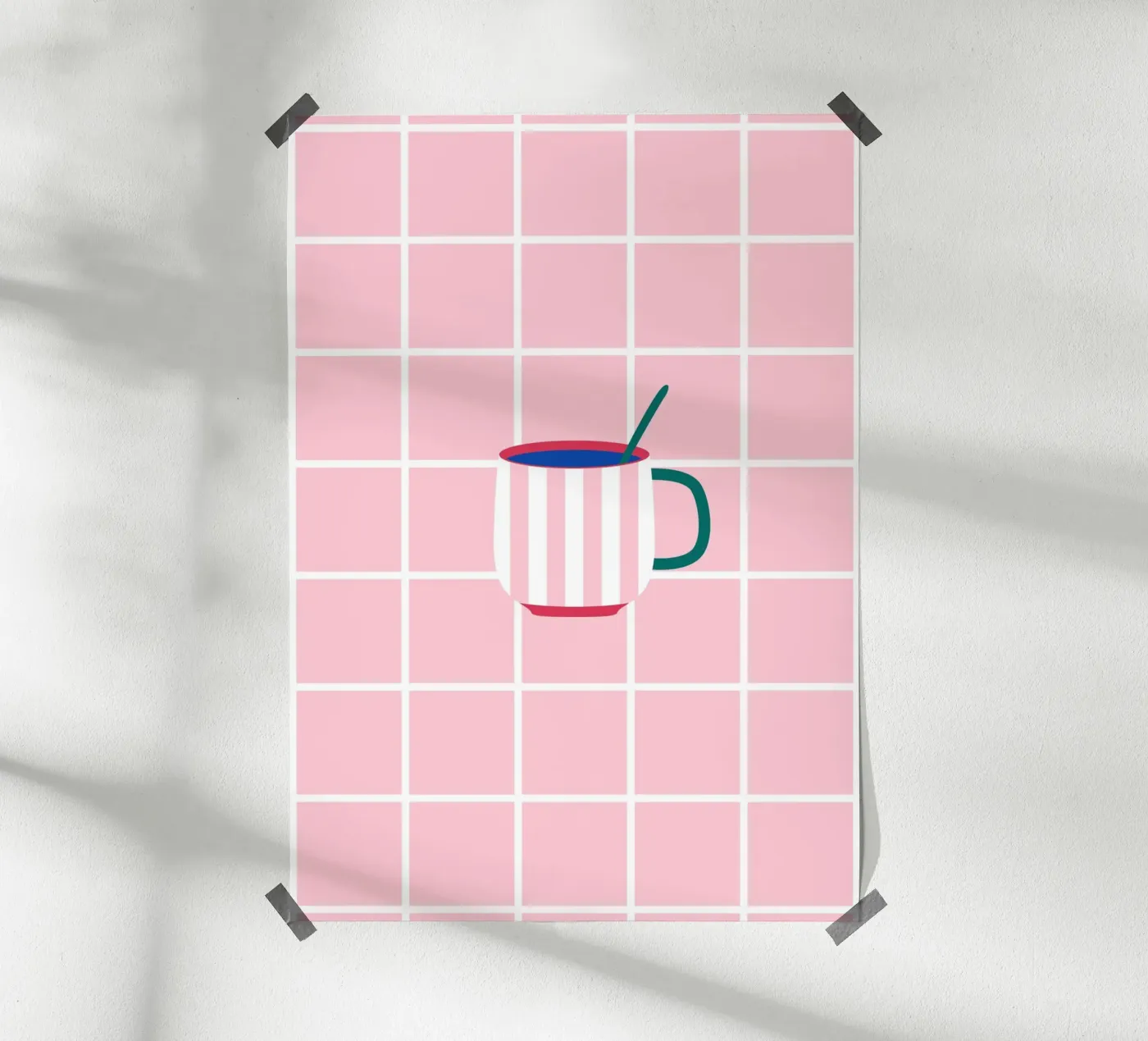 Teacup with large chequered pattern poster by janamossmann