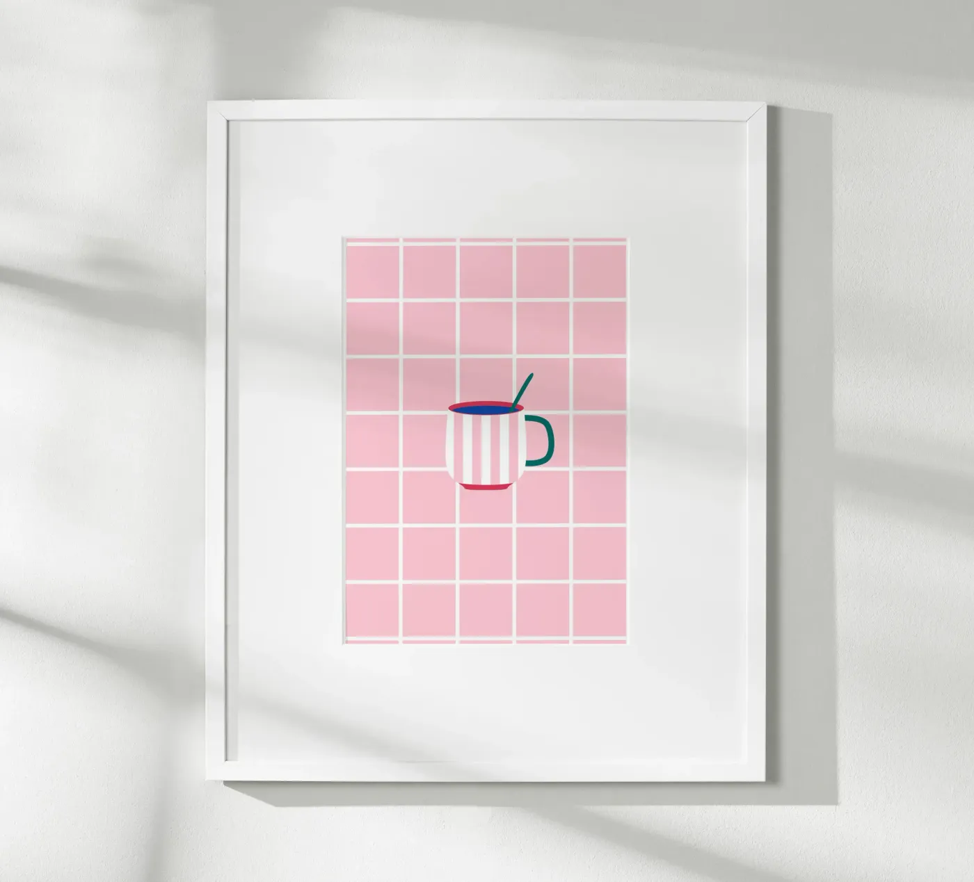 Teacup with large chequered pattern poster by janamossmann