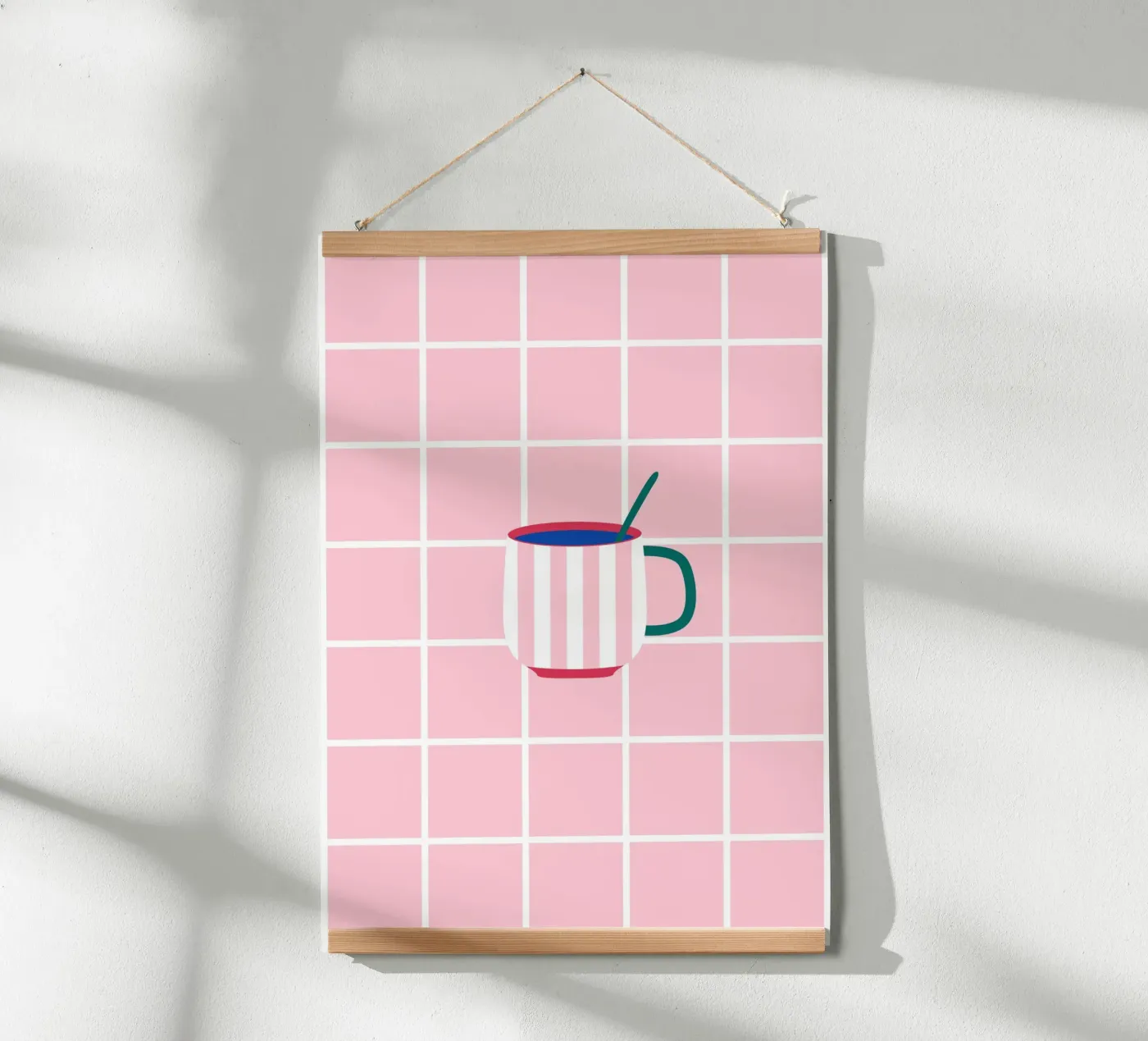 Teacup with large chequered pattern poster by janamossmann
