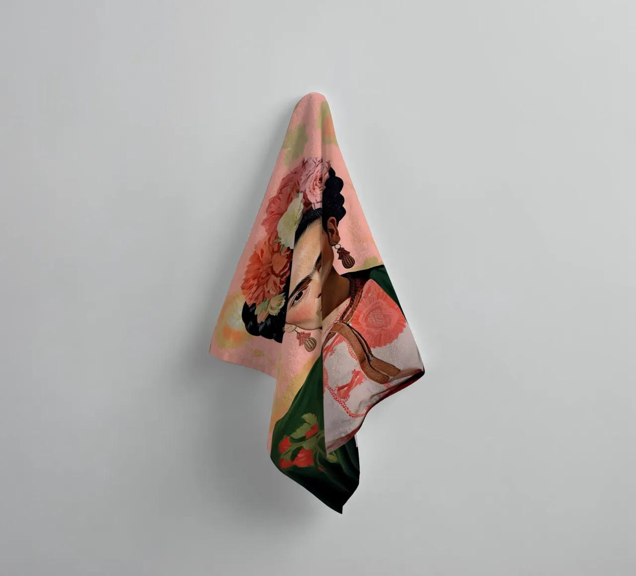 Frida Kahlo "Artful Resilience" towel by Fantasias Florales