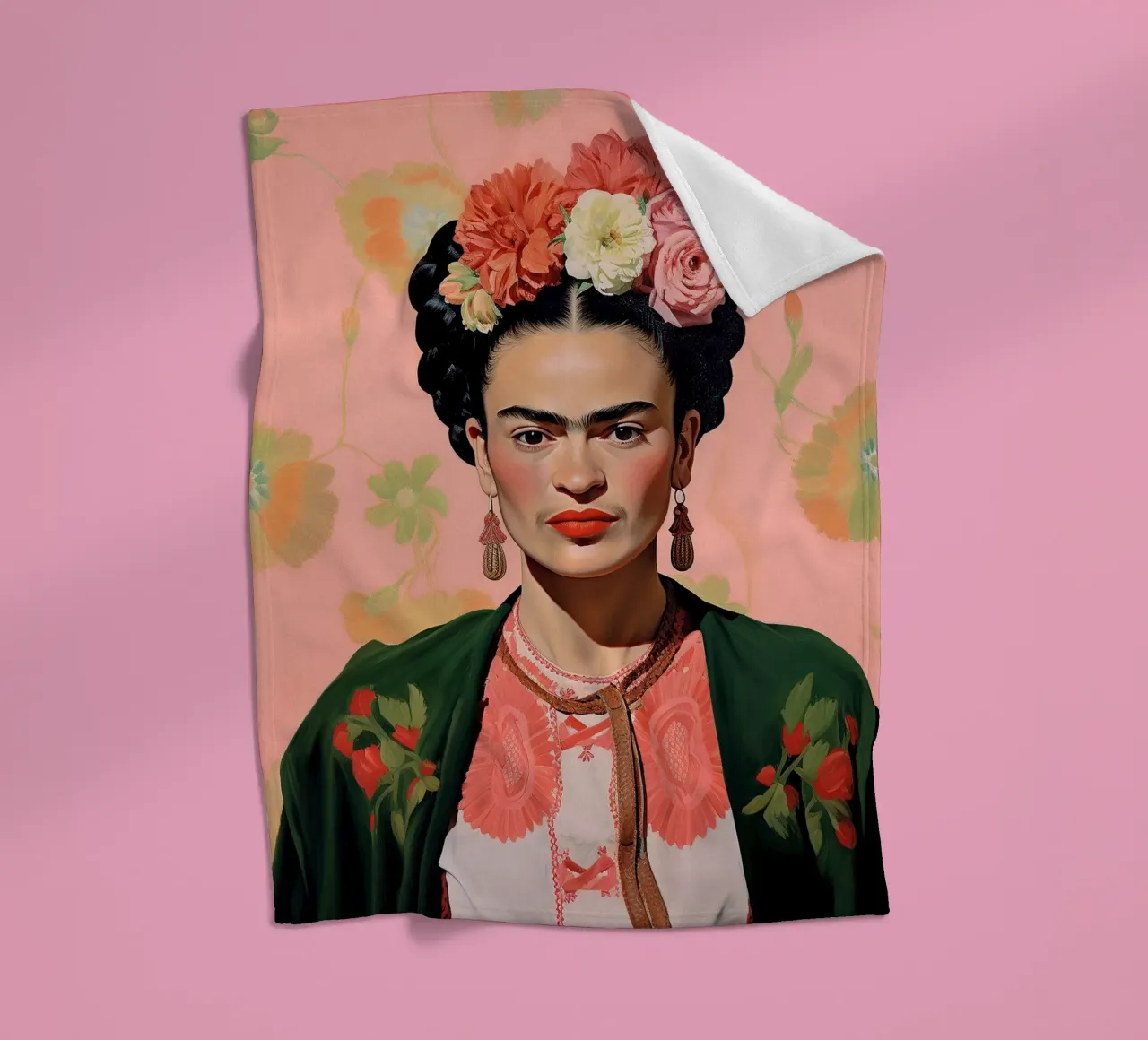 Frida Kahlo "Artful Resilience" coperta in pile da Fantasias Florales