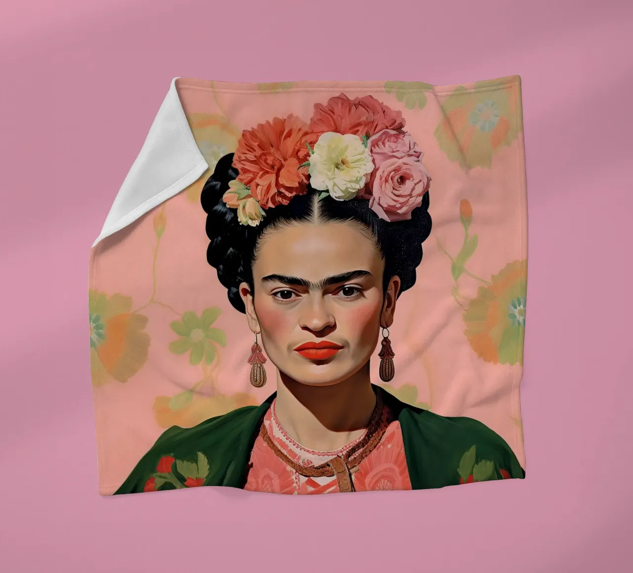 Frida Kahlo "Artful Resilience" coperta in pile da Fantasias Florales