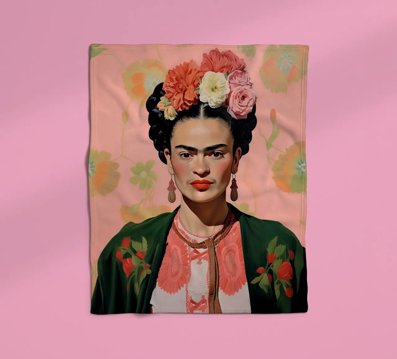 Frida Kahlo "Artful Resilience" coperta in pile da Fantasias Florales