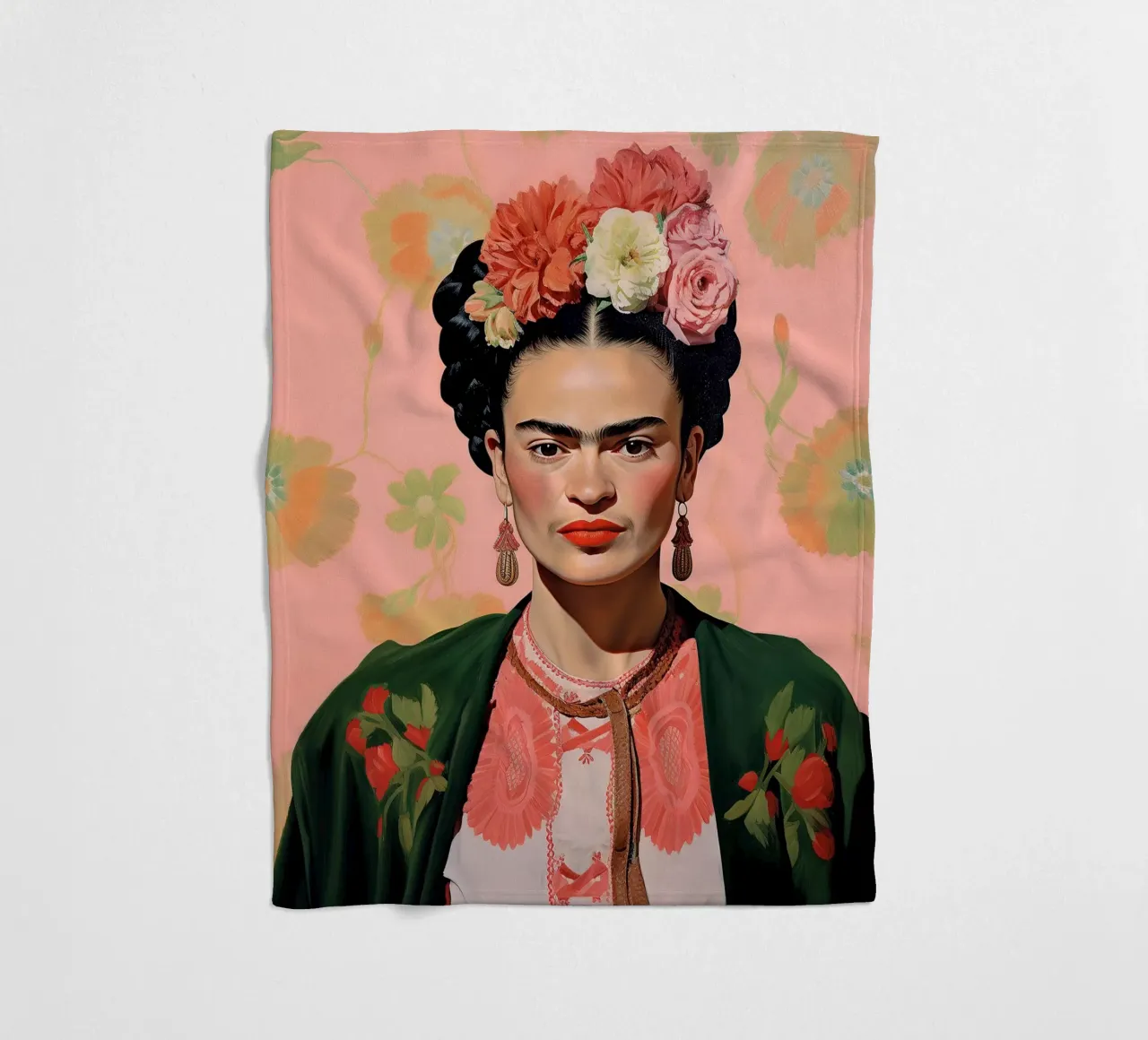Frida Kahlo "Artful Resilience" coperta in pile da Fantasias Florales