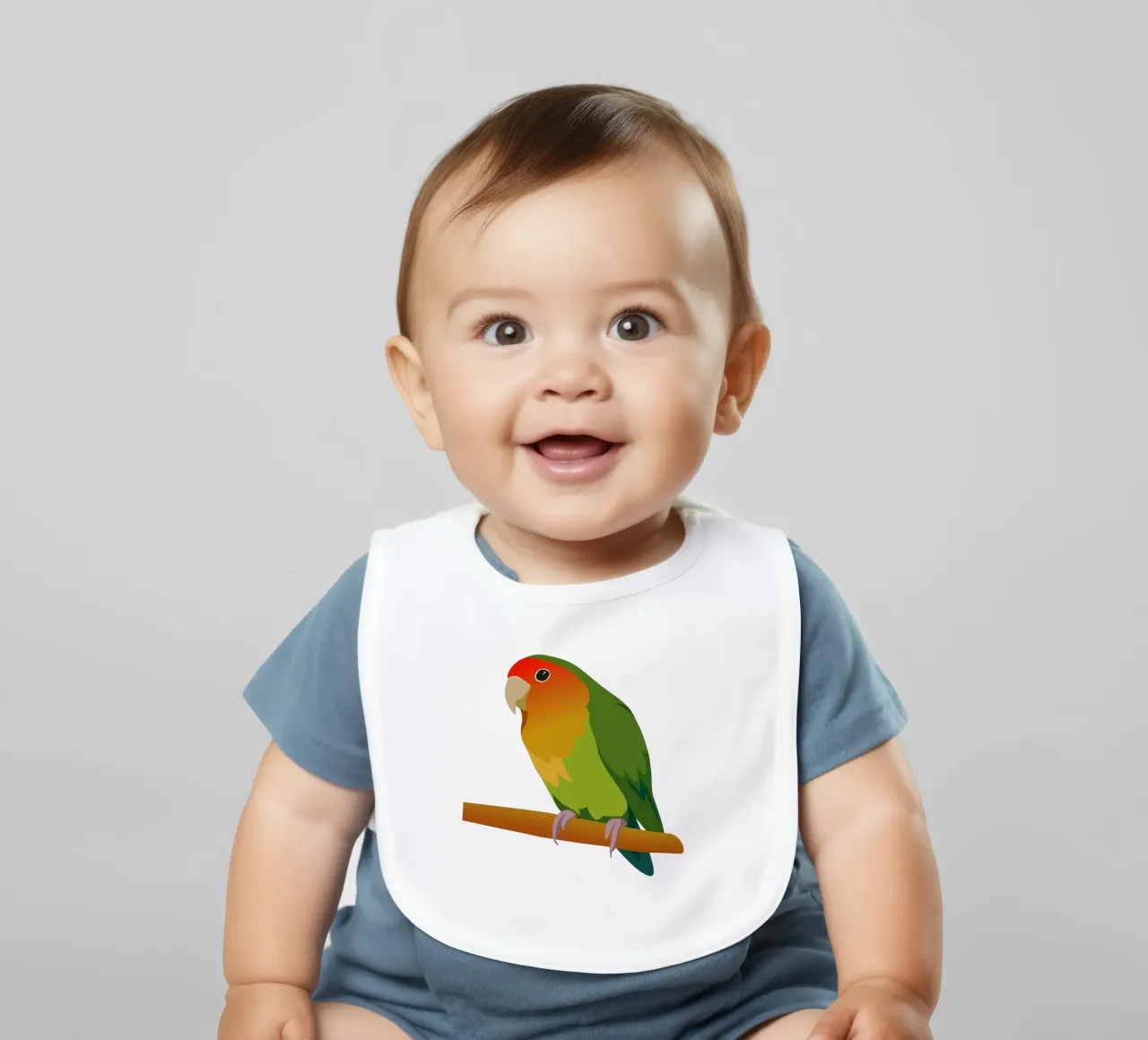 Un'illustrazione digitale di un inseparabile dal muso di pesca bavaglino da Bwiser