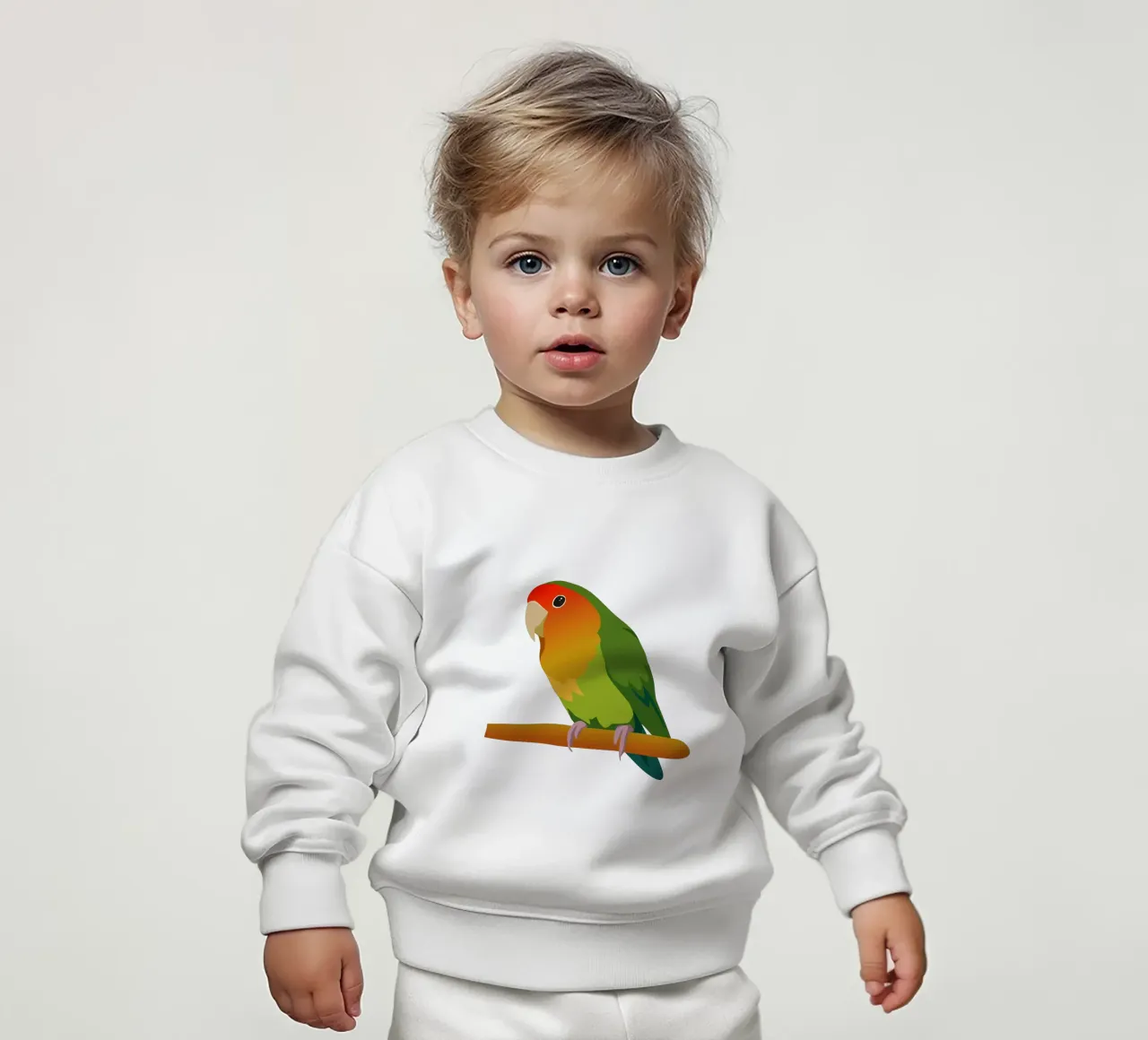 Un'illustrazione digitale di un inseparabile dal muso di pesca felpa neonato da Bwiser