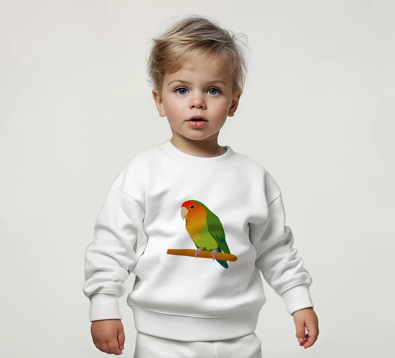 Un'illustrazione digitale di un inseparabile dal muso di pesca felpa neonato da Bwiser