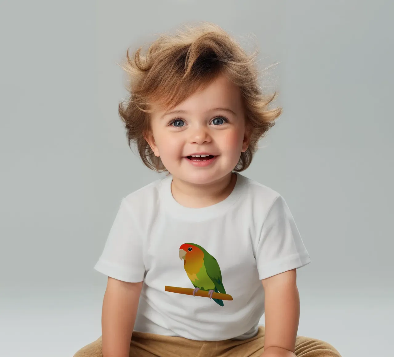 Un'illustrazione digitale di un inseparabile dal muso di pesca maglietta neonato da Bwiser