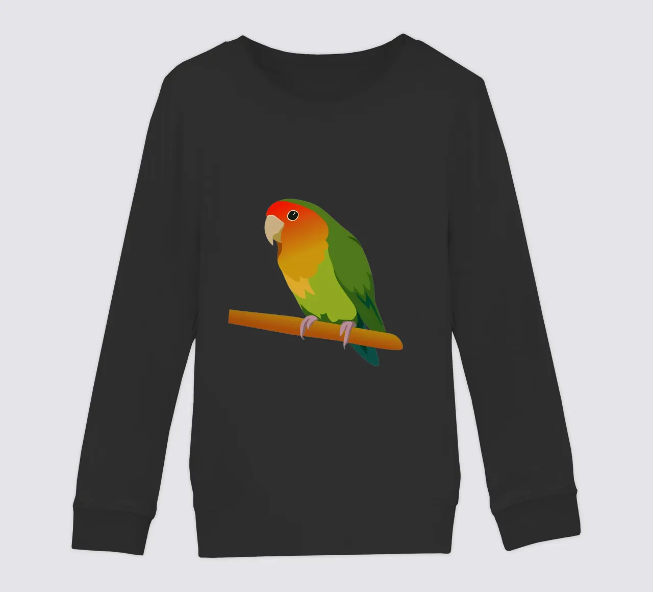 Un'illustrazione digitale di un inseparabile dal muso di pesca felpa bambino da Bwiser