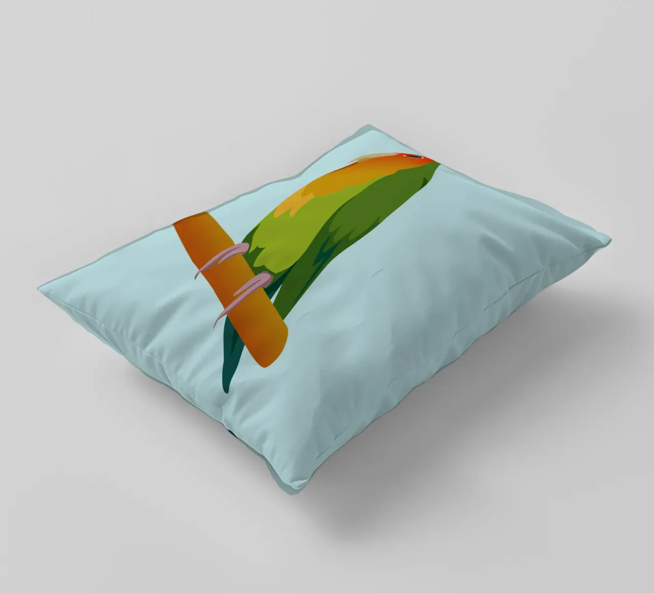 Un'illustrazione digitale di un inseparabile dal muso di pesca cuscino da Bwiser