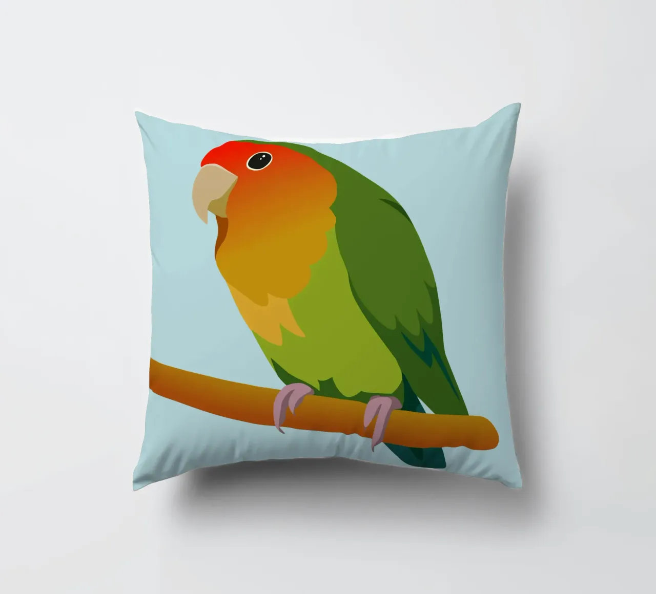 Un'illustrazione digitale di un inseparabile dal muso di pesca cuscino da Bwiser