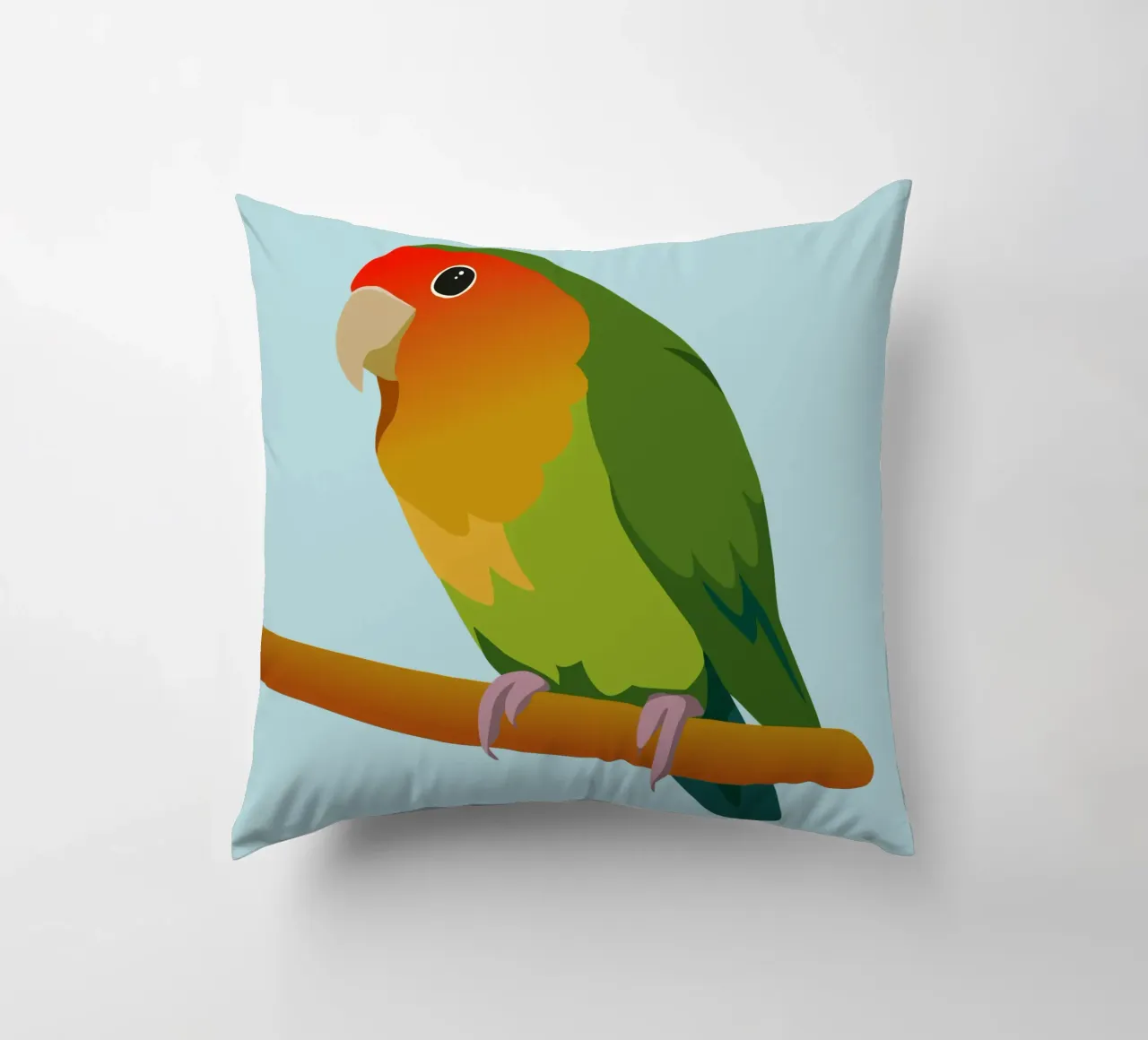 Un'illustrazione digitale di un inseparabile dal muso di pesca cuscino da Bwiser