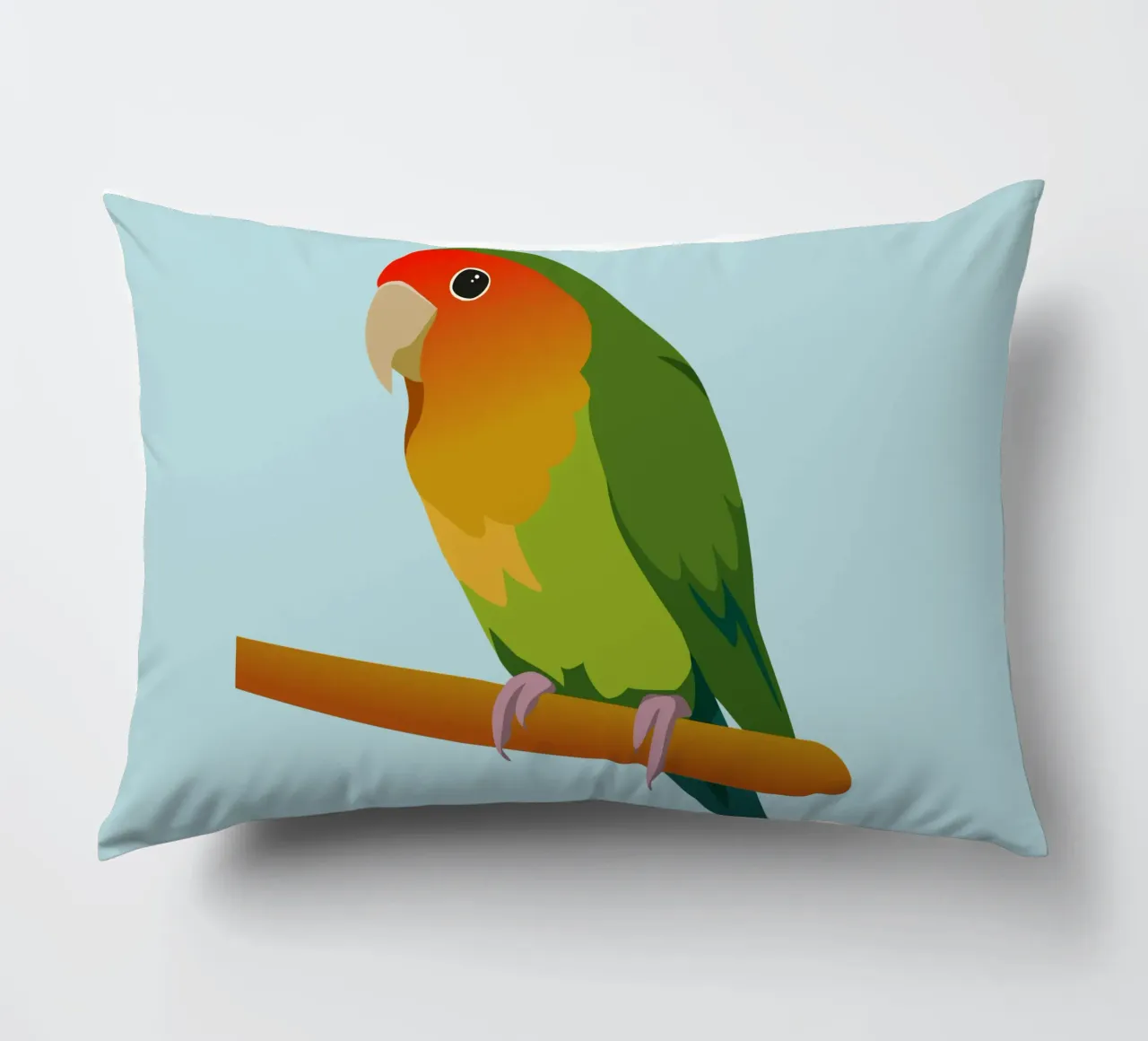 Un'illustrazione digitale di un inseparabile dal muso di pesca cuscino da Bwiser