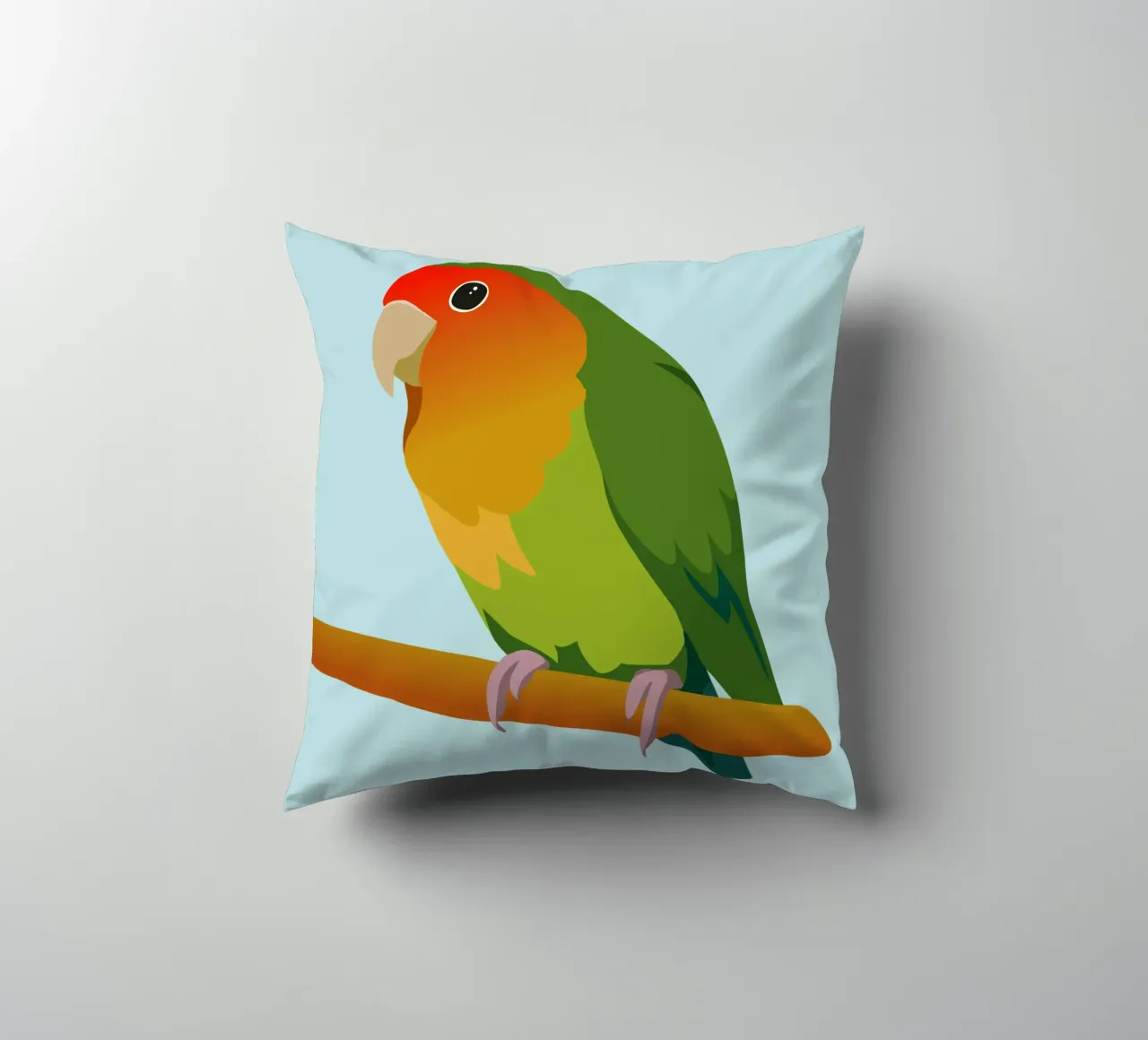 Un'illustrazione digitale di un inseparabile dal muso di pesca cuscino da Bwiser