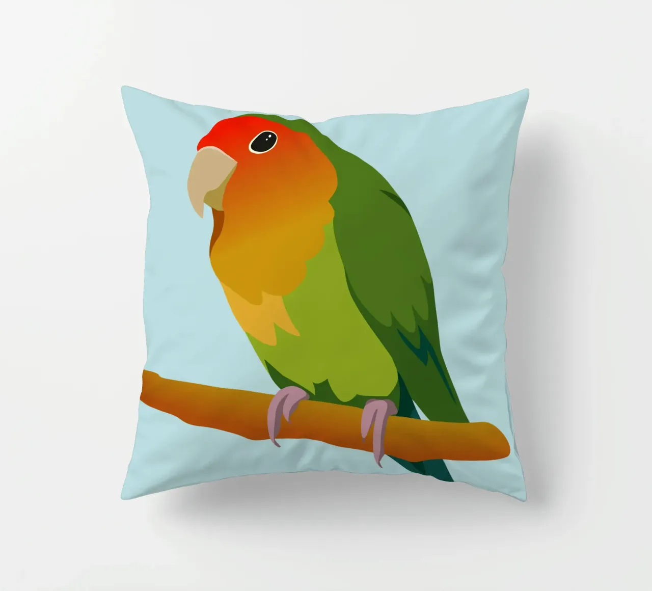 Un'illustrazione digitale di un inseparabile dal muso di pesca cuscino da Bwiser