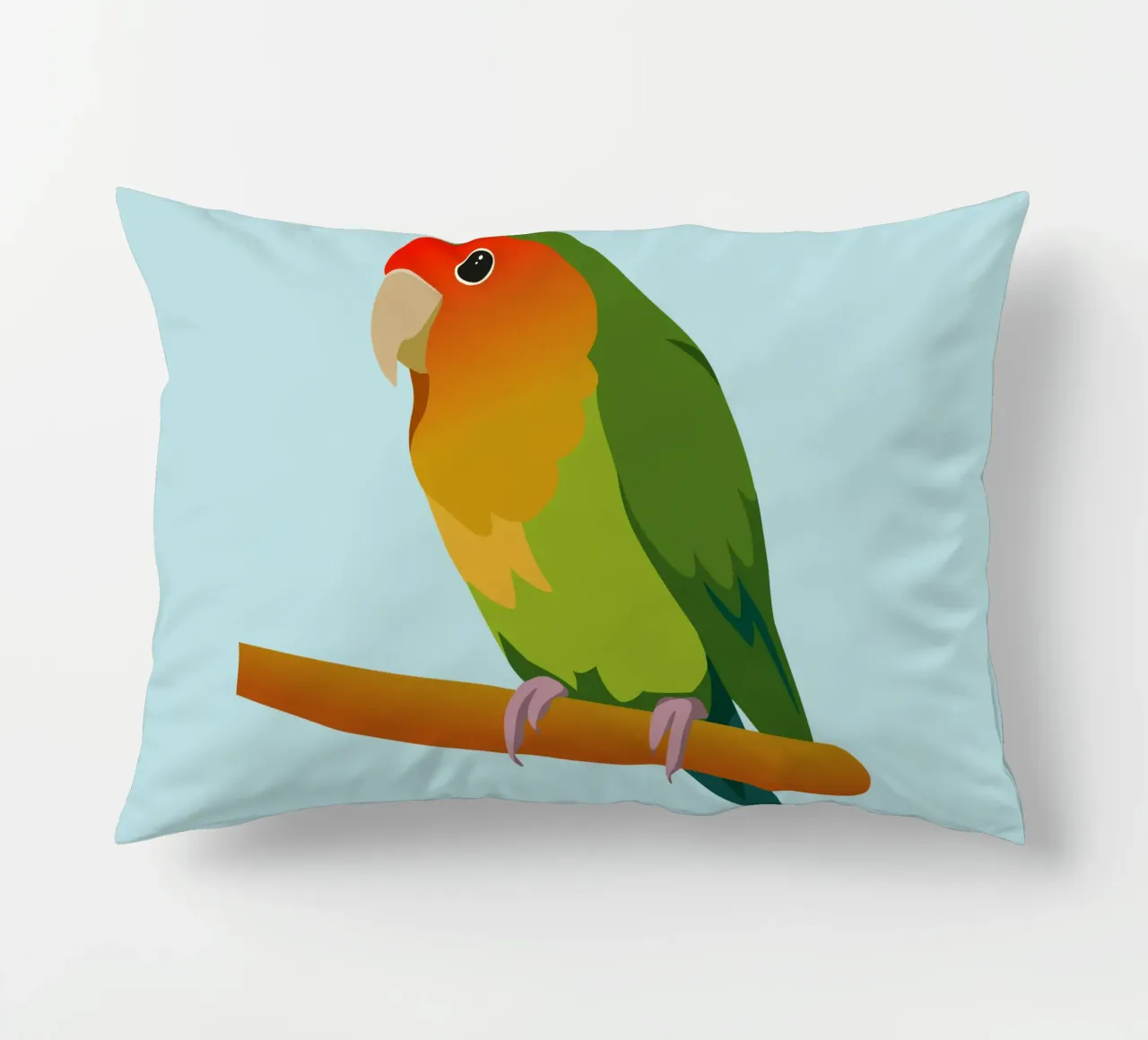 Un'illustrazione digitale di un inseparabile dal muso di pesca cuscino da Bwiser