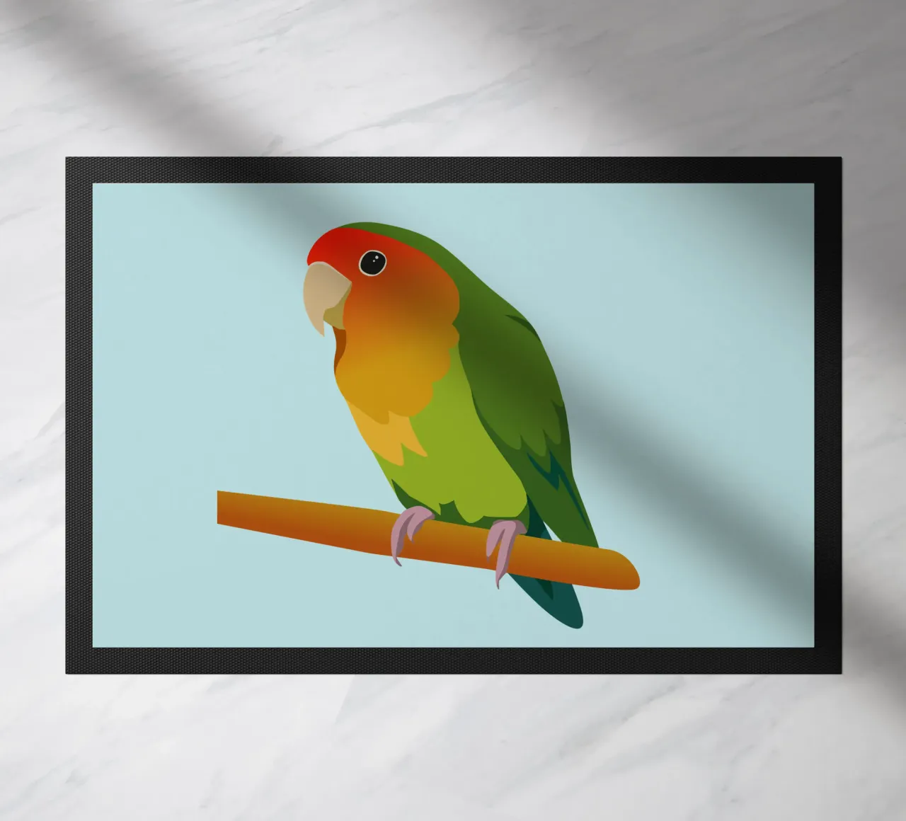 Un'illustrazione digitale di un inseparabile dal muso di pesca zerbino da Bwiser