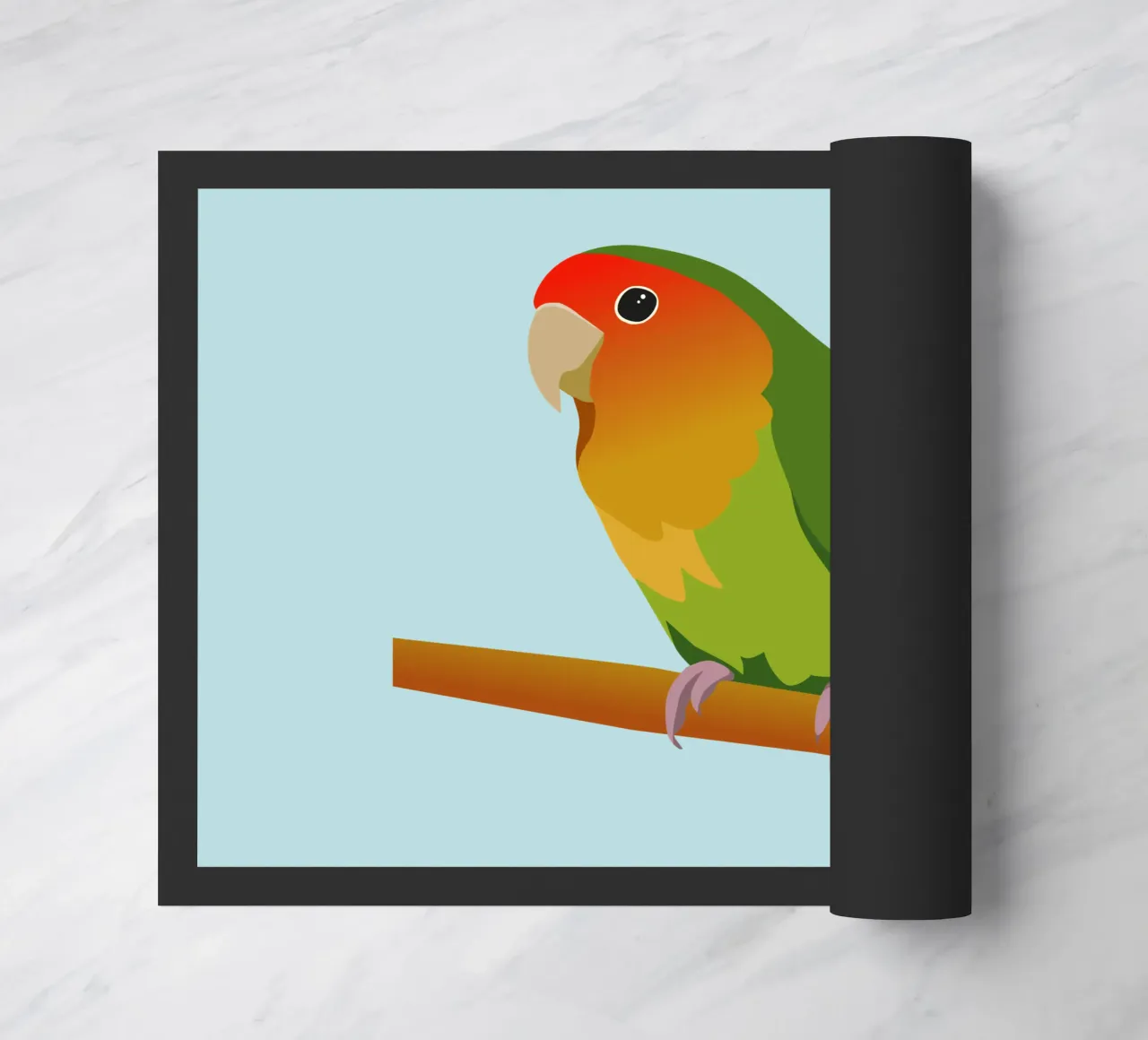 Un'illustrazione digitale di un inseparabile dal muso di pesca zerbino da Bwiser