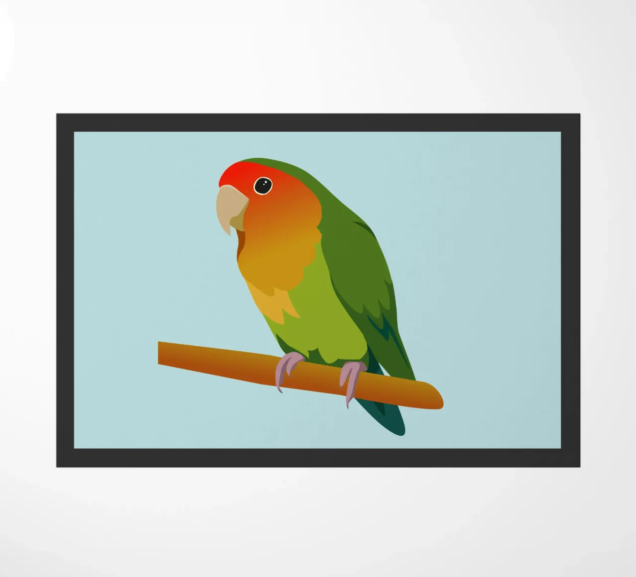 Un'illustrazione digitale di un inseparabile dal muso di pesca zerbino da Bwiser