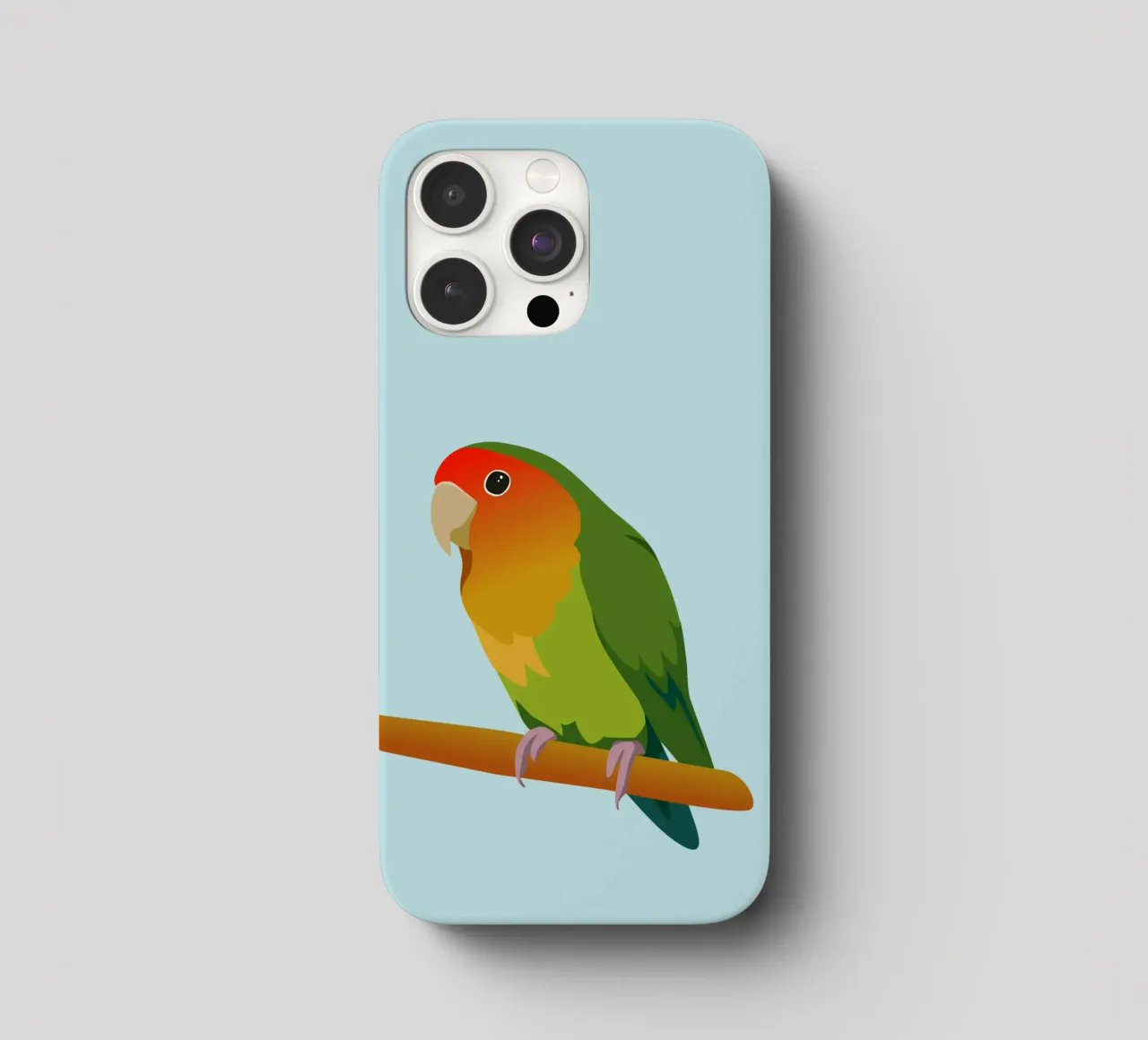 Un'illustrazione digitale di un inseparabile dal muso di pesca cover iphone da Bwiser