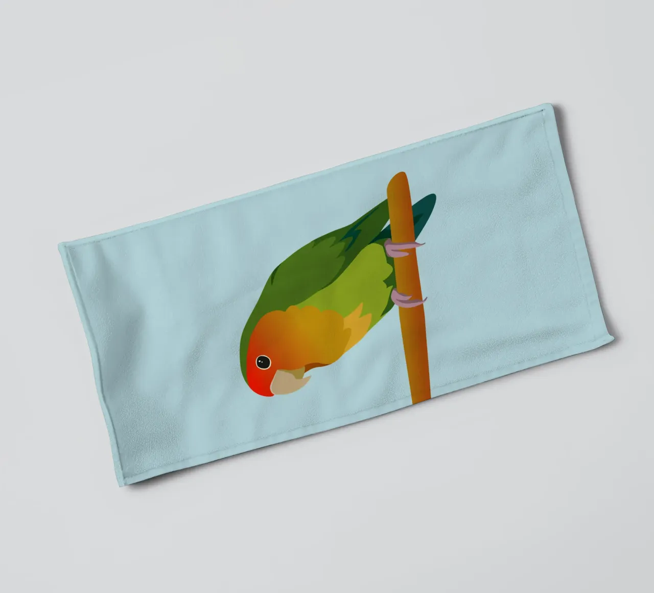 Un'illustrazione digitale di un inseparabile dal muso di pesca asciugamano da bagno da Bwiser