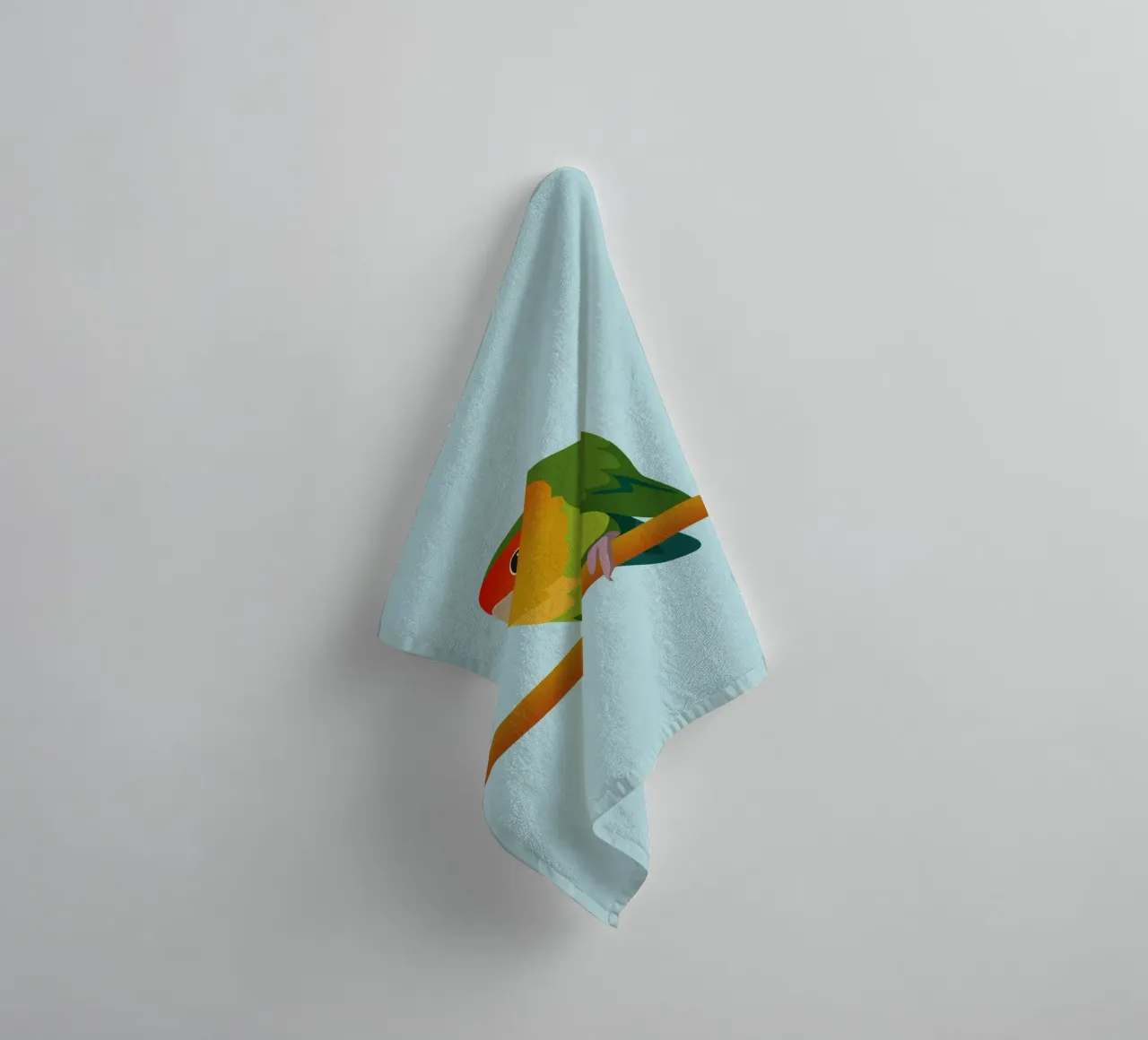 Un'illustrazione digitale di un inseparabile dal muso di pesca asciugamano da bagno da Bwiser
