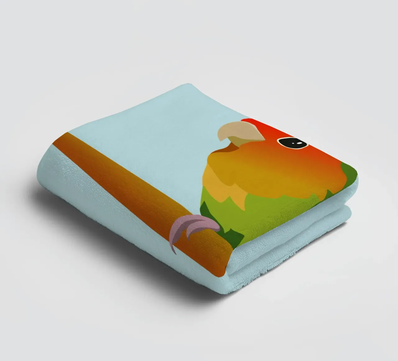 Un'illustrazione digitale di un inseparabile dal muso di pesca asciugamano da bagno da Bwiser