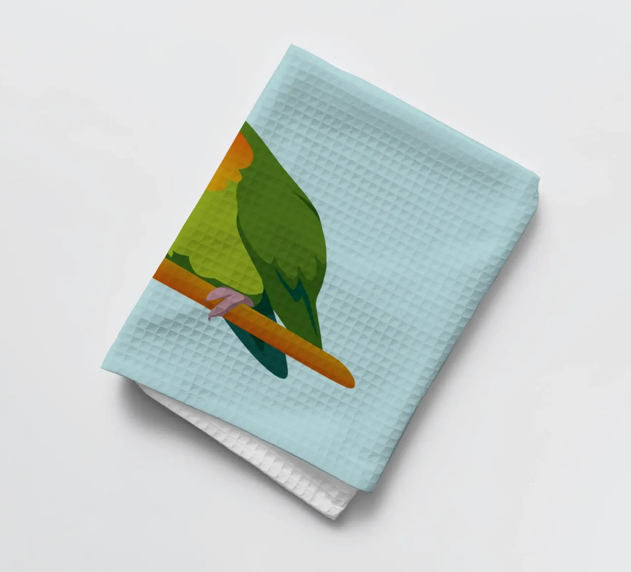 Un'illustrazione digitale di un inseparabile dal muso di pesca canovaccio da cucina da Bwiser