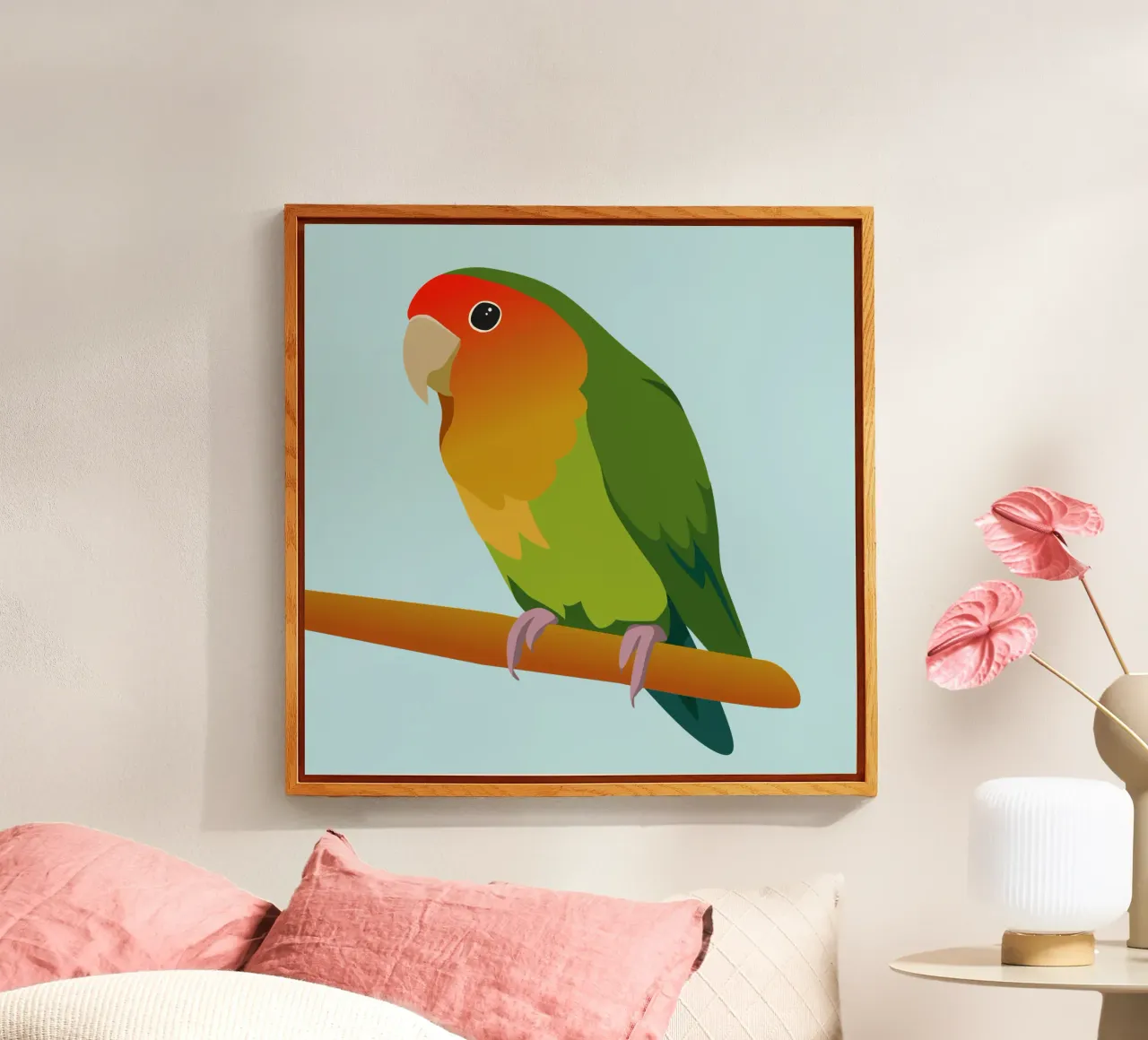 Un'illustrazione digitale di un inseparabile dal muso di pesca plexiglass da Bwiser