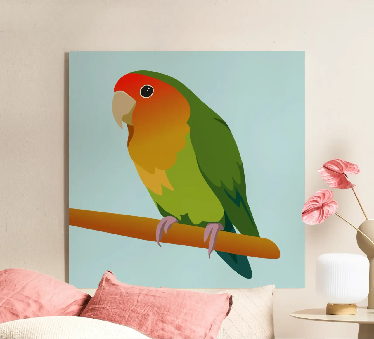 Un'illustrazione digitale di un inseparabile dal muso di pesca plexiglass da Bwiser