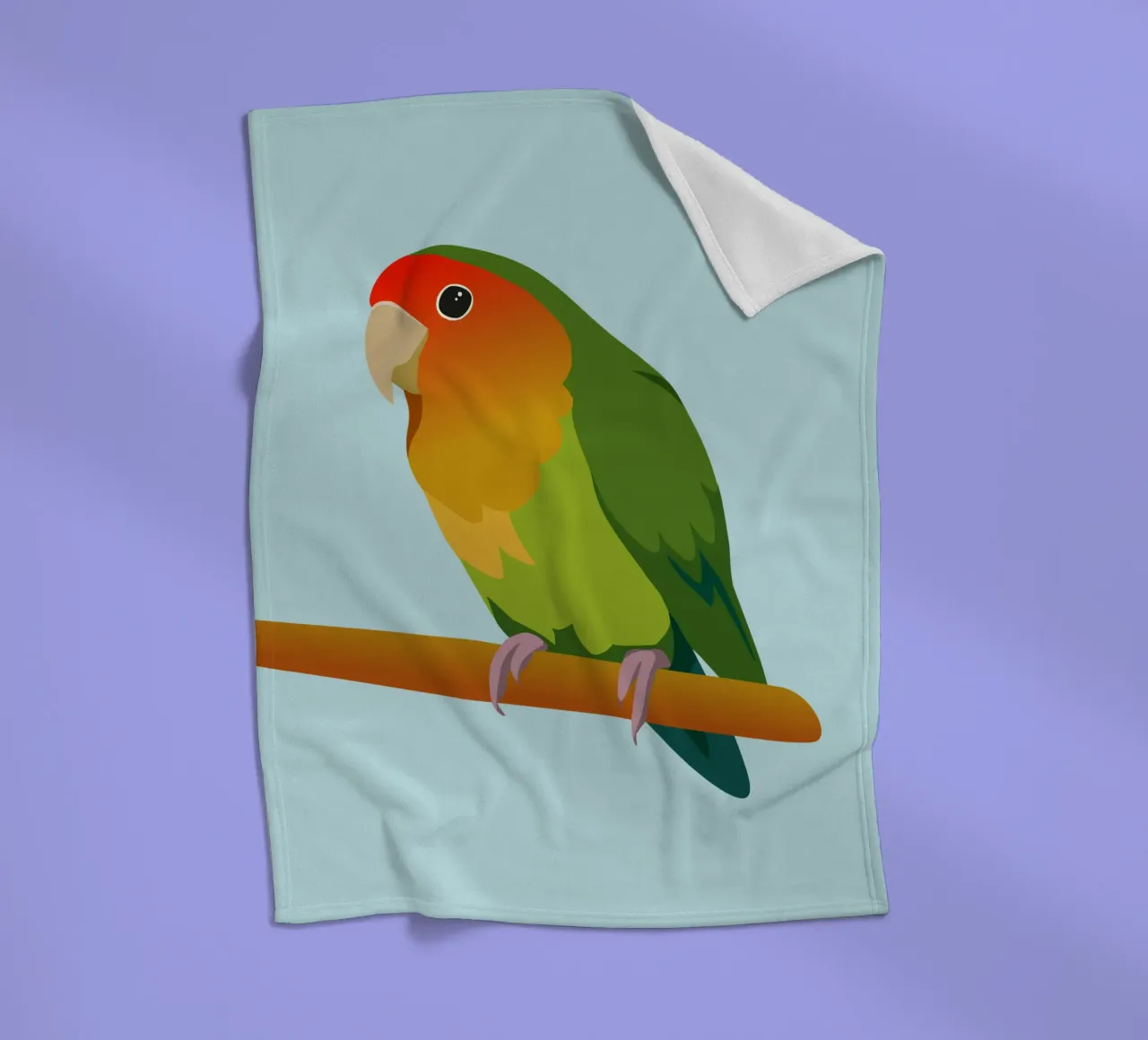 Un'illustrazione digitale di un inseparabile dal muso di pesca coperta in pile da Bwiser