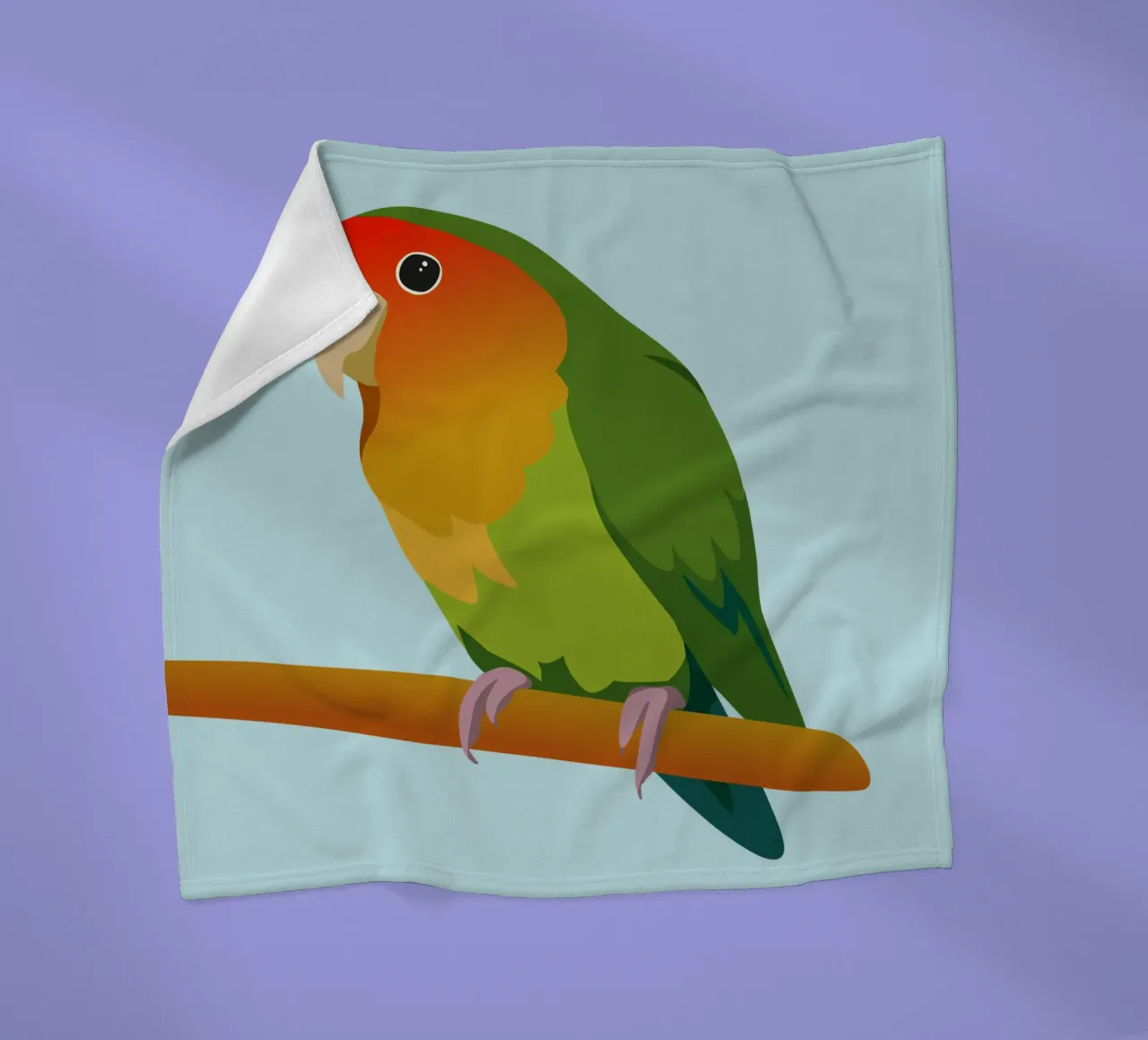 Un'illustrazione digitale di un inseparabile dal muso di pesca coperta in pile da Bwiser