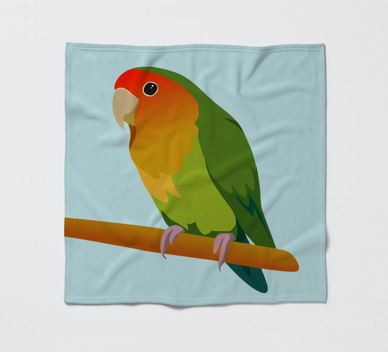 Un'illustrazione digitale di un inseparabile dal muso di pesca coperta in pile da Bwiser