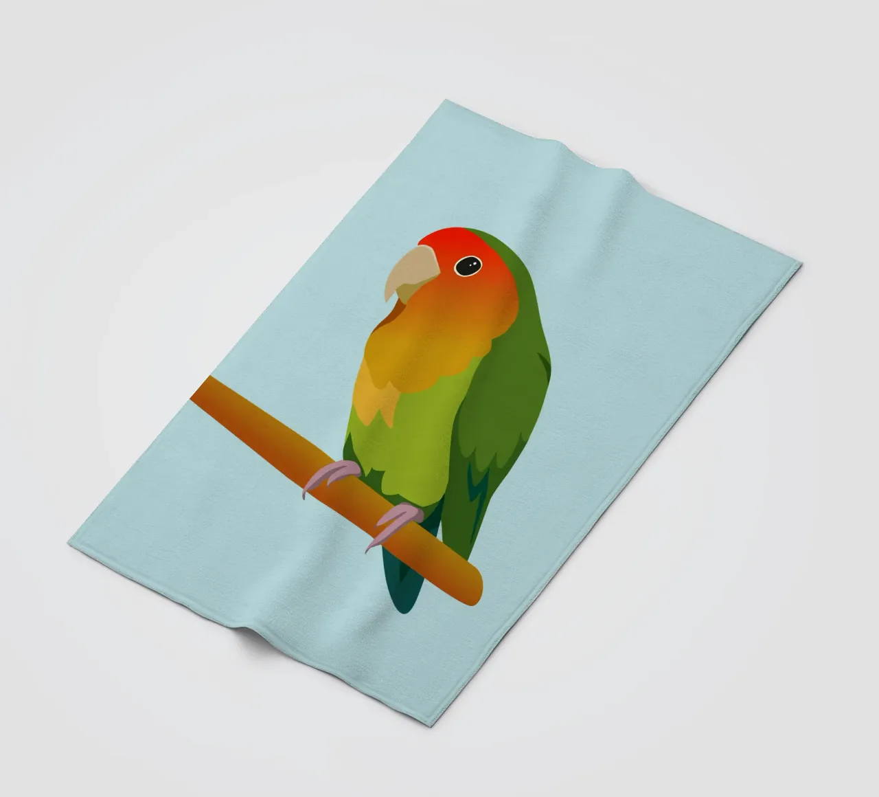 Un'illustrazione digitale di un inseparabile dal muso di pesca coperta in pile da Bwiser