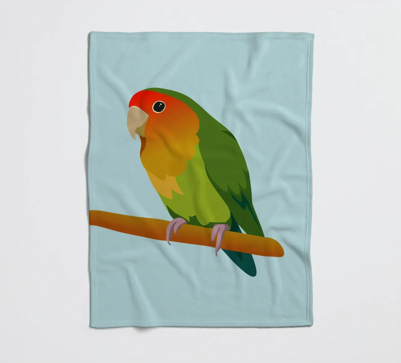 Un'illustrazione digitale di un inseparabile dal muso di pesca coperta in pile da Bwiser