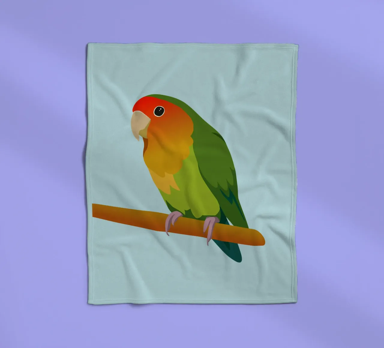 Un'illustrazione digitale di un inseparabile dal muso di pesca coperta in pile da Bwiser