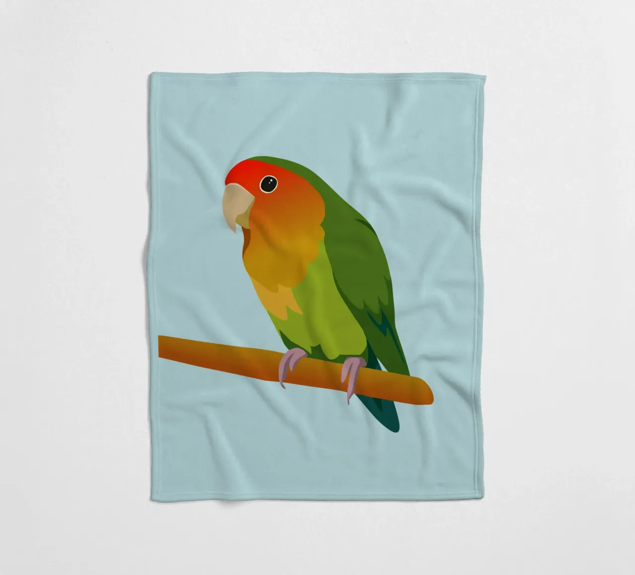 Un'illustrazione digitale di un inseparabile dal muso di pesca coperta in pile da Bwiser