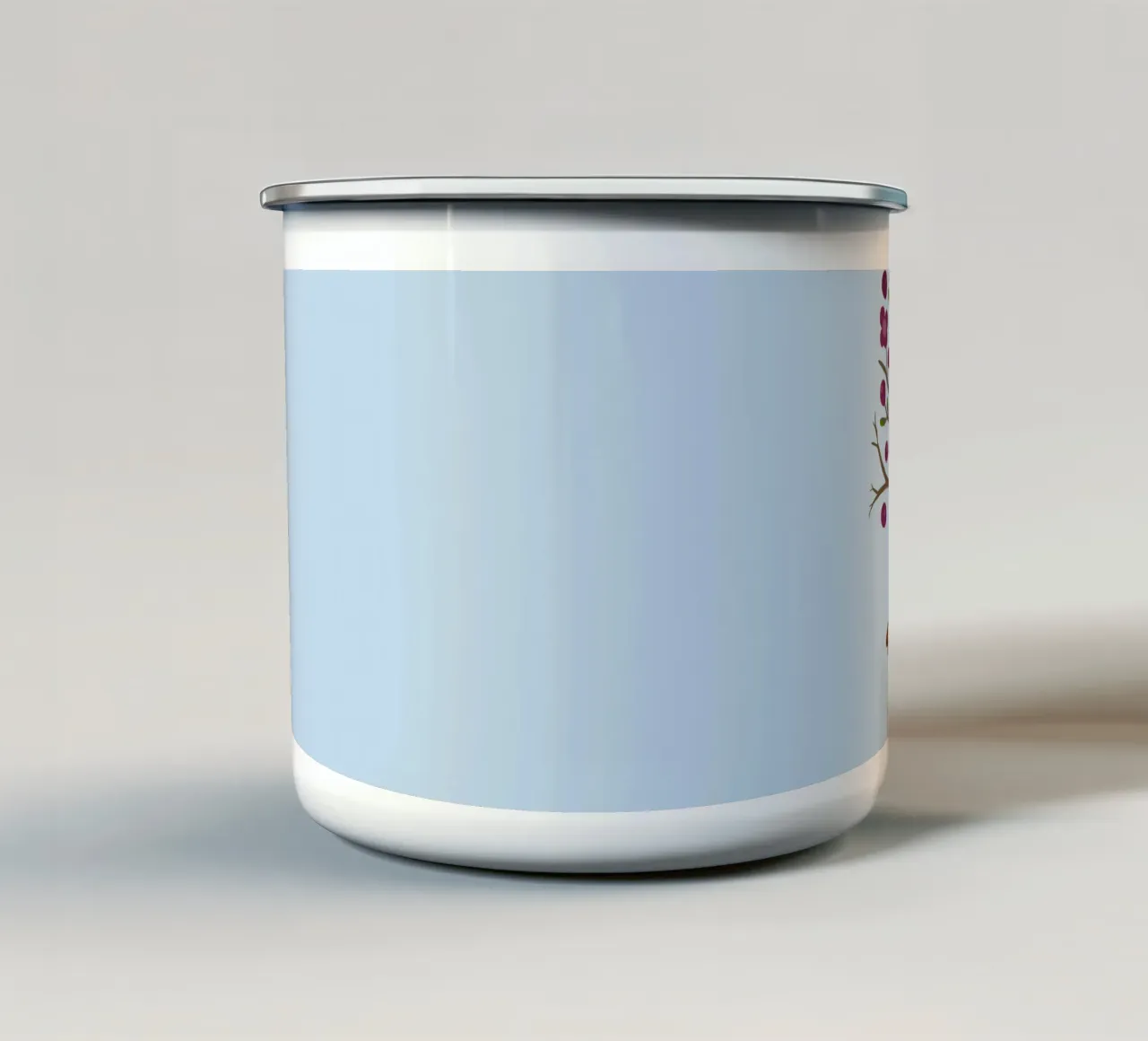 Passero su un ramo fiorito tazza in smalto da Bwiser