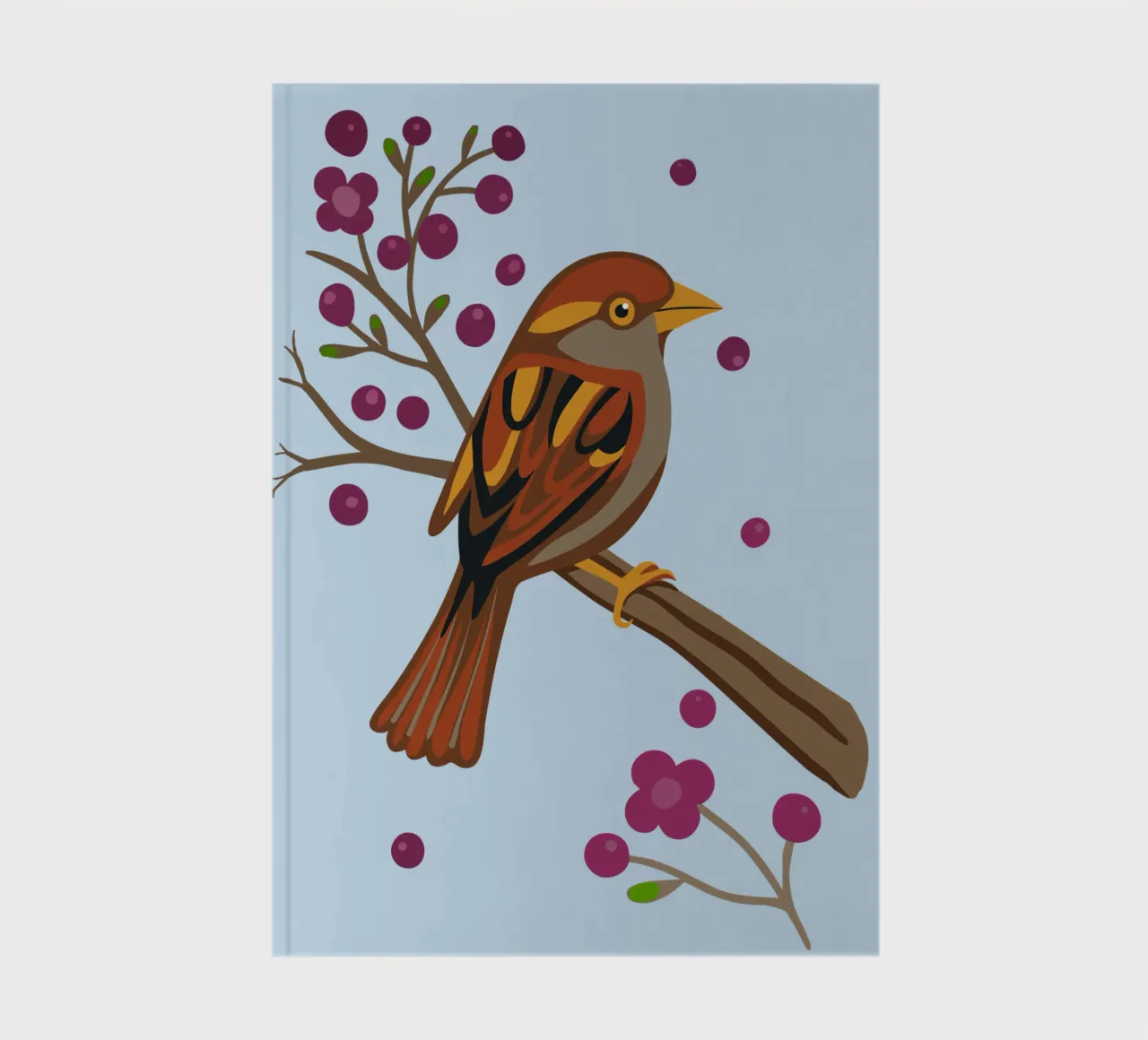 Sparrow on a branch with blossom notebook by Bwiser
