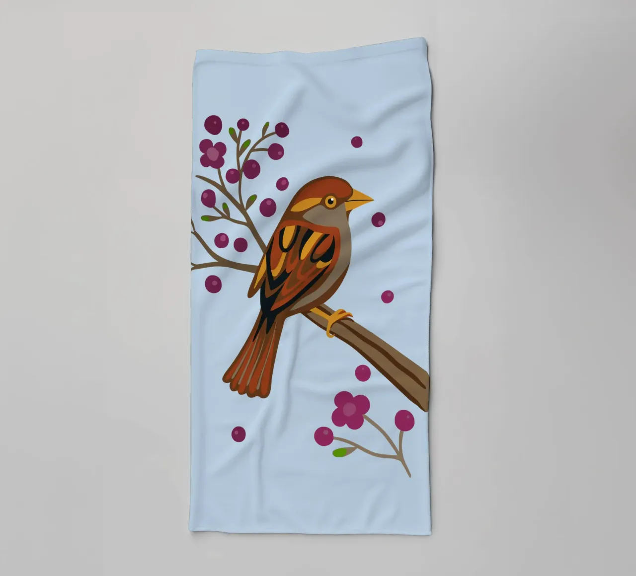 Sparrow on a branch with blossom towel by Bwiser