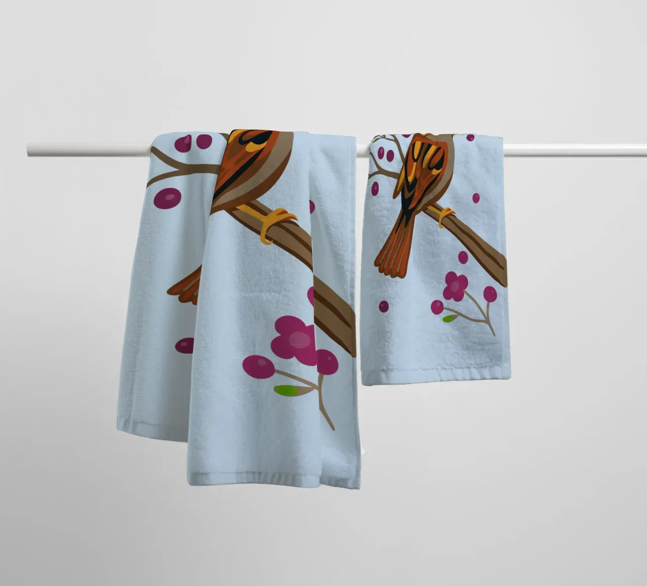 Sparrow on a branch with blossom towel by Bwiser