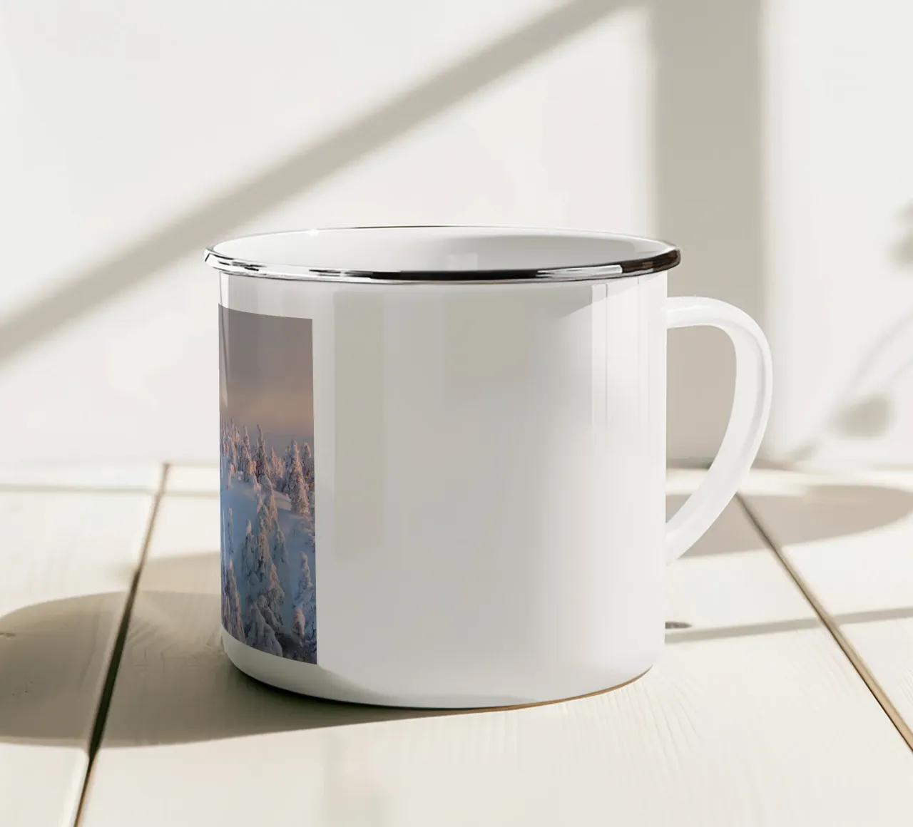 Tramonto invernale in Lapponia tazza in smalto da The art seasons