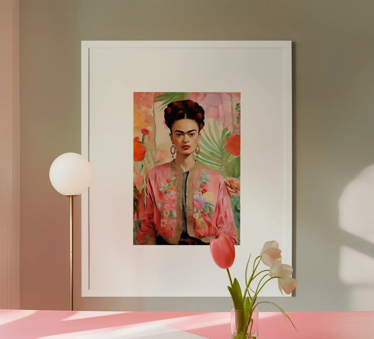 Frida Kahlo "Defiance in Art" poster con telaio in legno da Fantasias Florales
