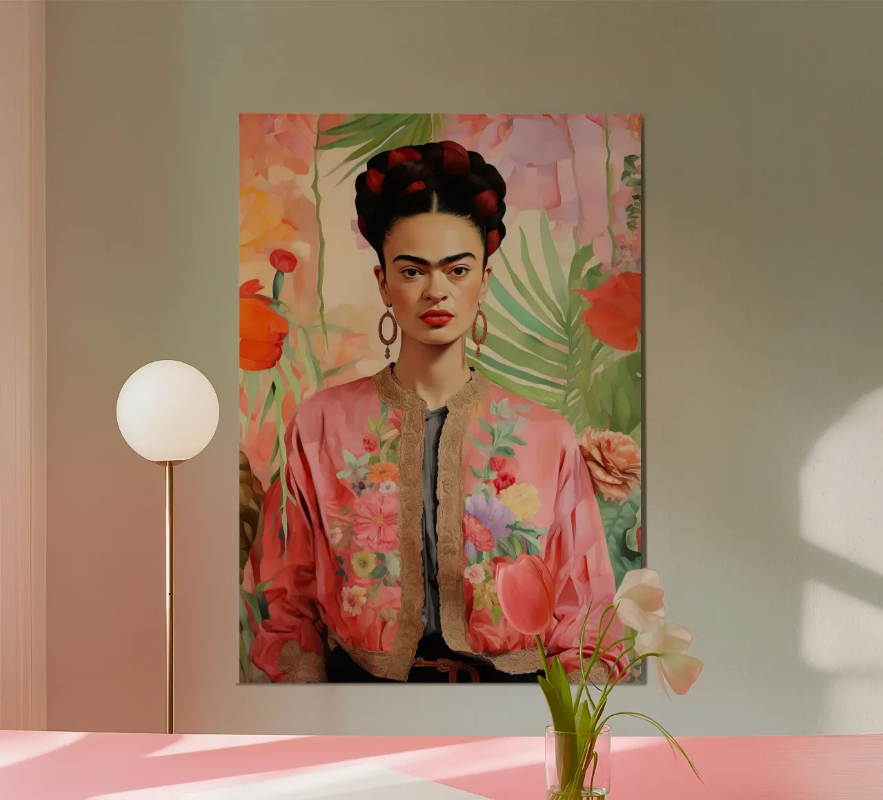 Frida Kahlo "Defiance in Art" poster con telaio in legno da Fantasias Florales