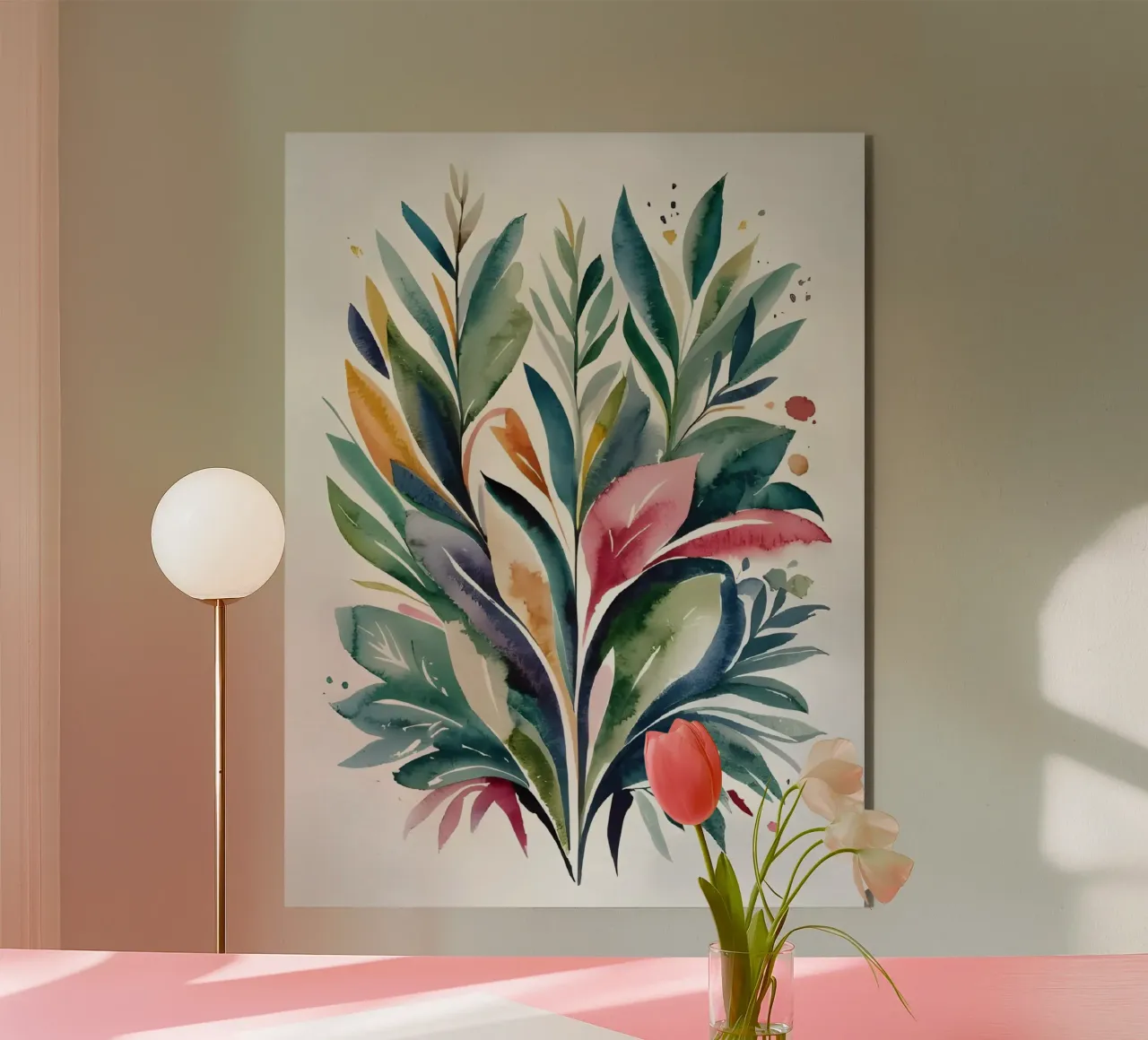 Acquerello botanico colorato alluminio dibond da Artistic-shop
