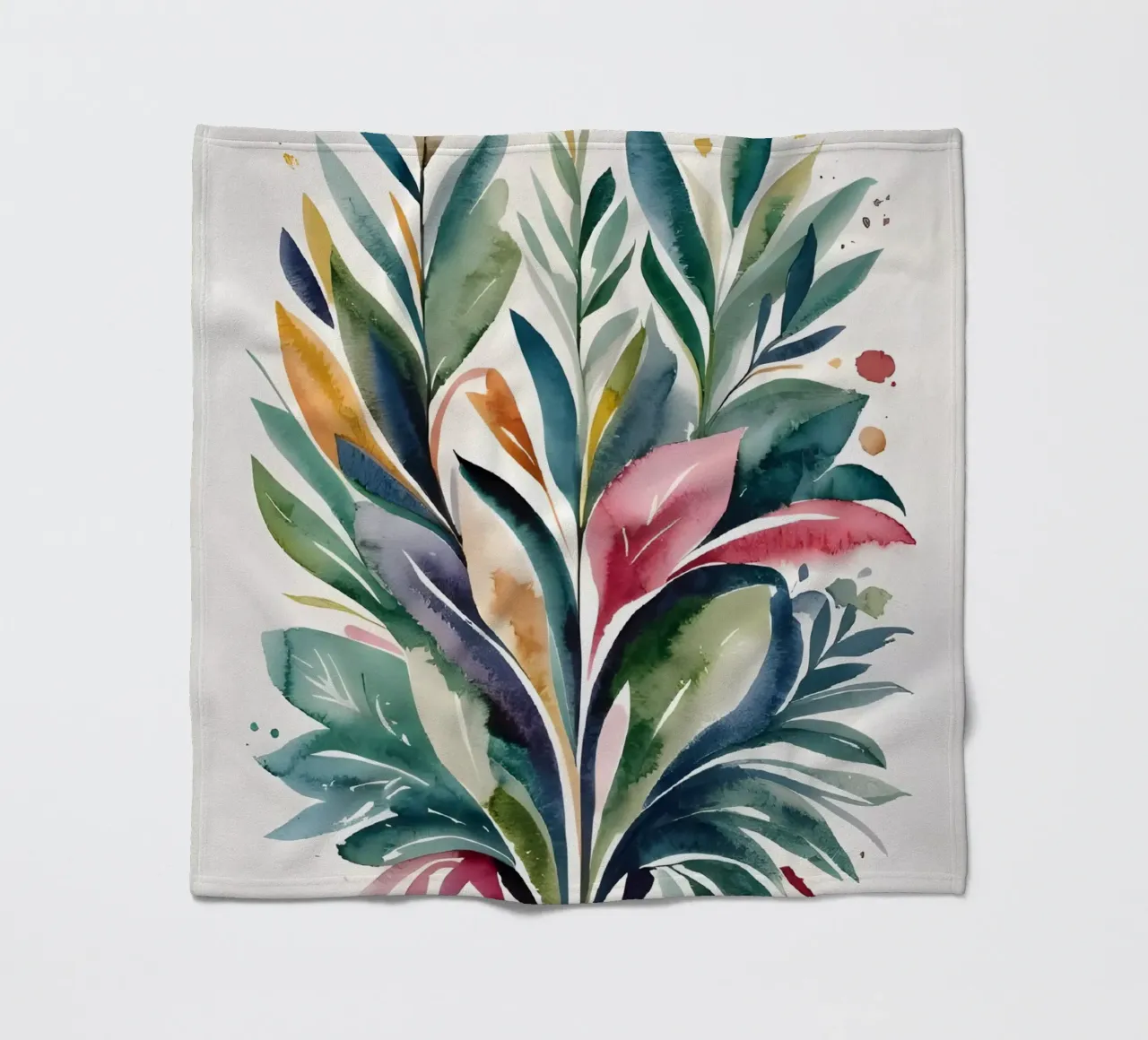 Acquerello botanico colorato coperta in pile da Artistic-shop
