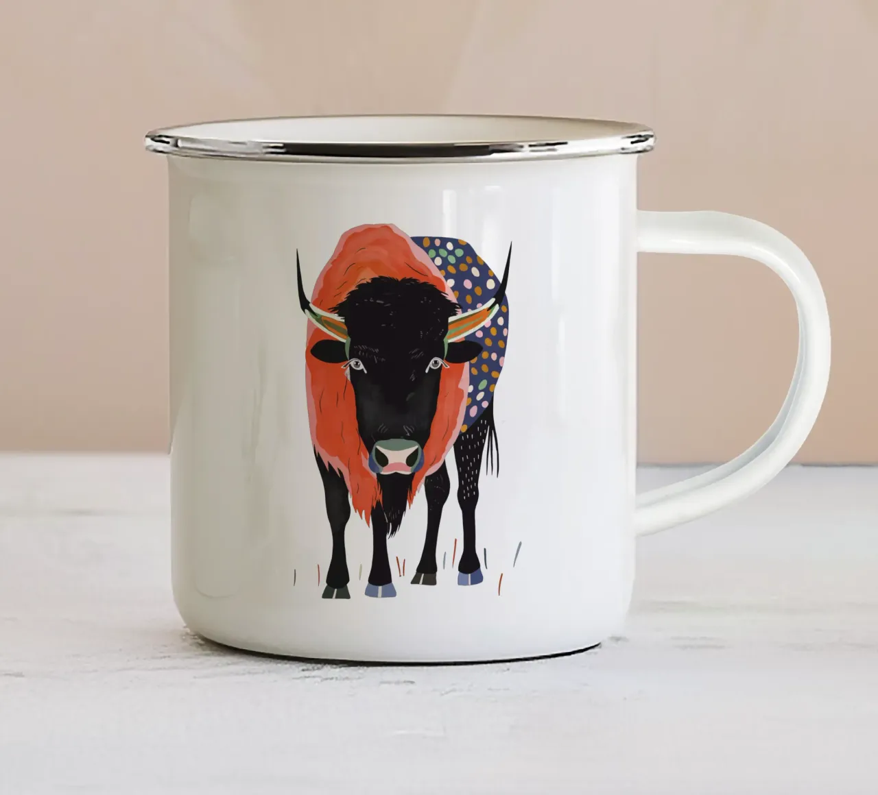 Adesivo Vivid Bison, abbigliamento tazza in smalto da ArtsySesta