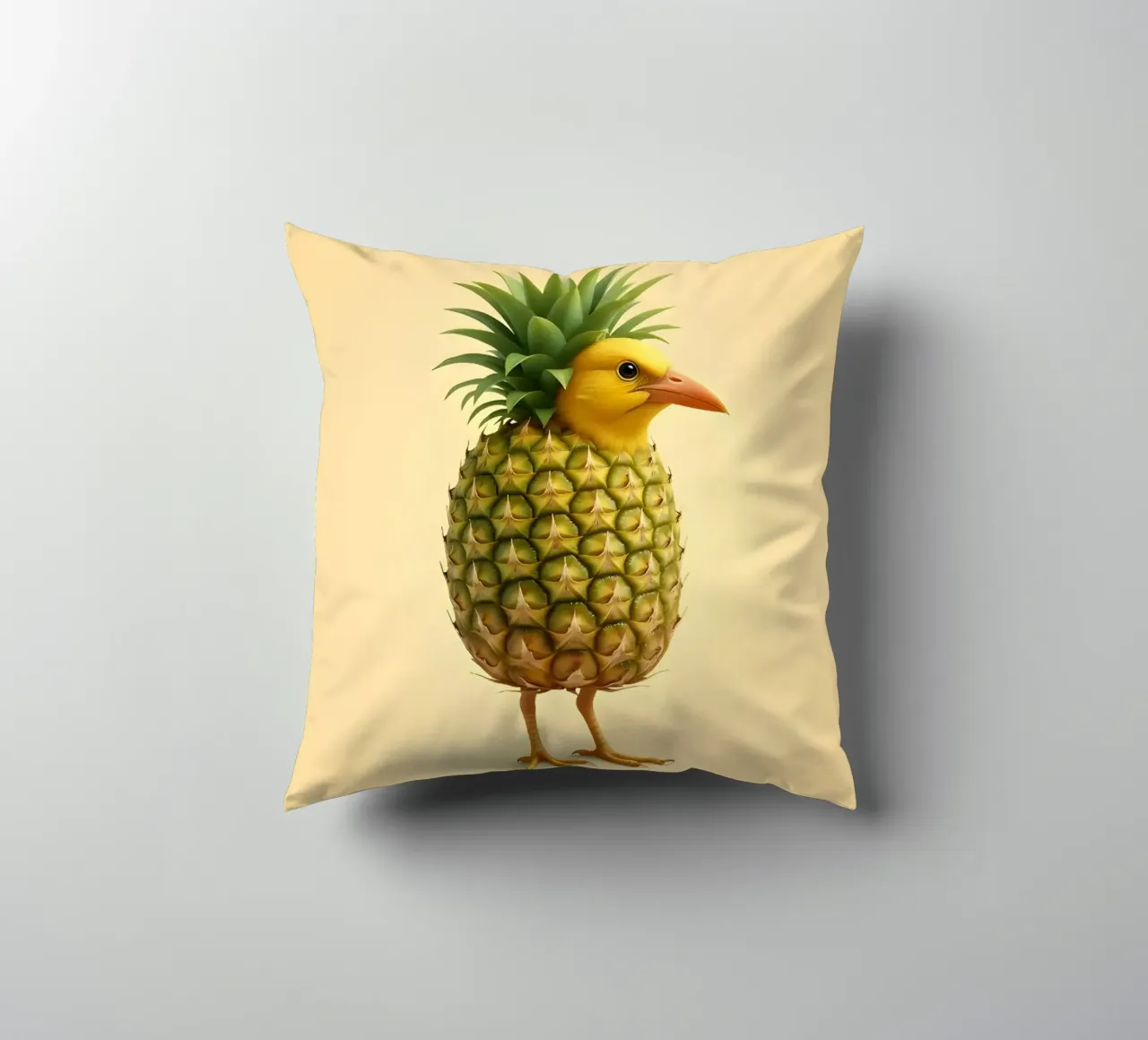 Ananas Bird Art - Design di frutta tropicale cuscino da Fruit Fusion Creatures